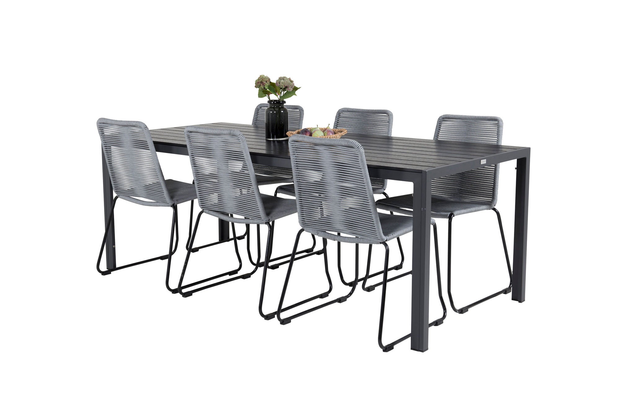 Venture Home Break spisebord - 205*90 - Black Alu / Black Aintwood+Lindos Spisebordsstol - B