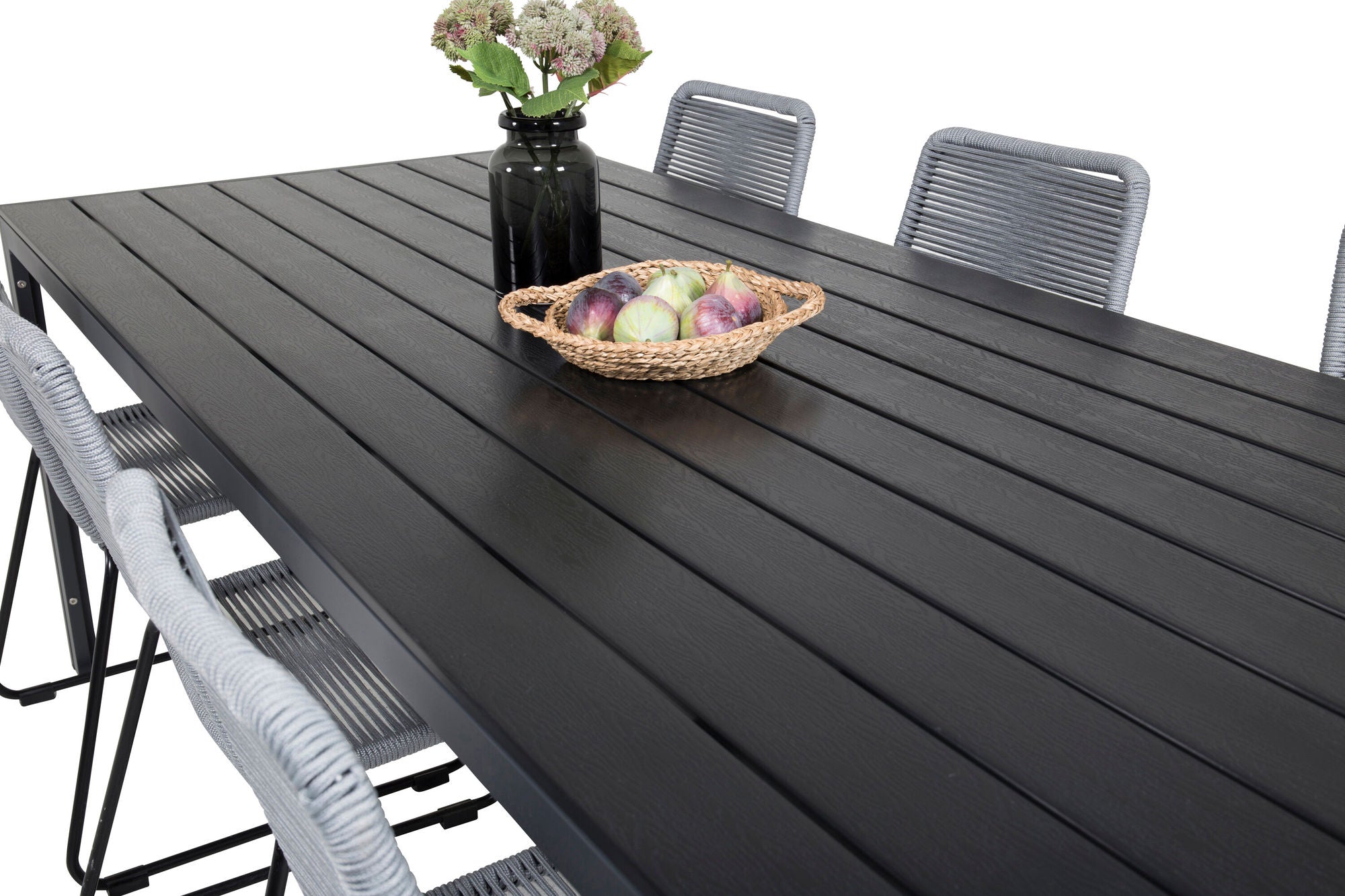 Venture Home Break spisebord - 205*90 - Black Alu / Black Aintwood+Lindos Spisebordsstol - B