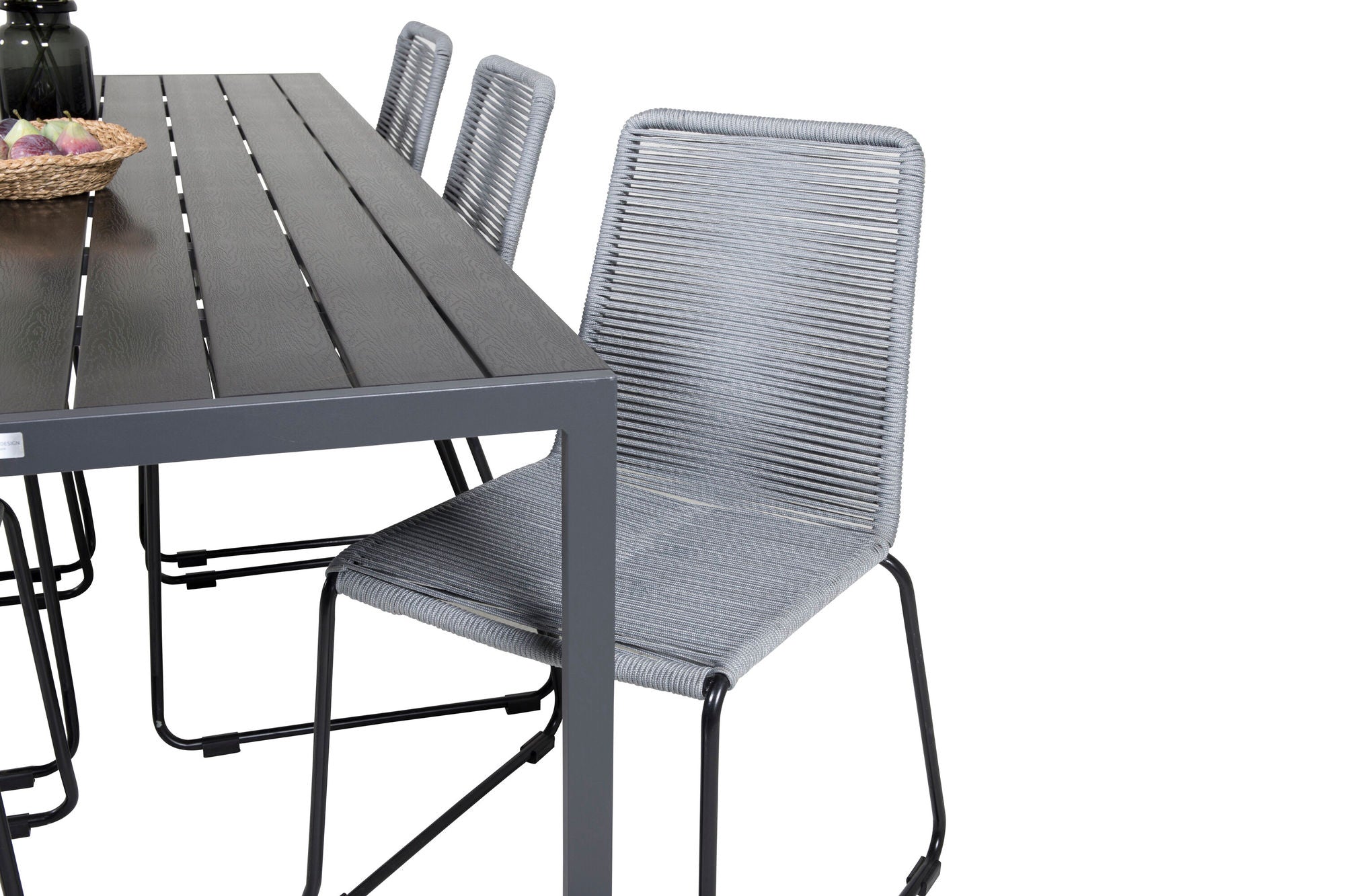 Venture Home Break spisebord - 205*90 - Black Alu / Black Aintwood+Lindos Spisebordsstol - B