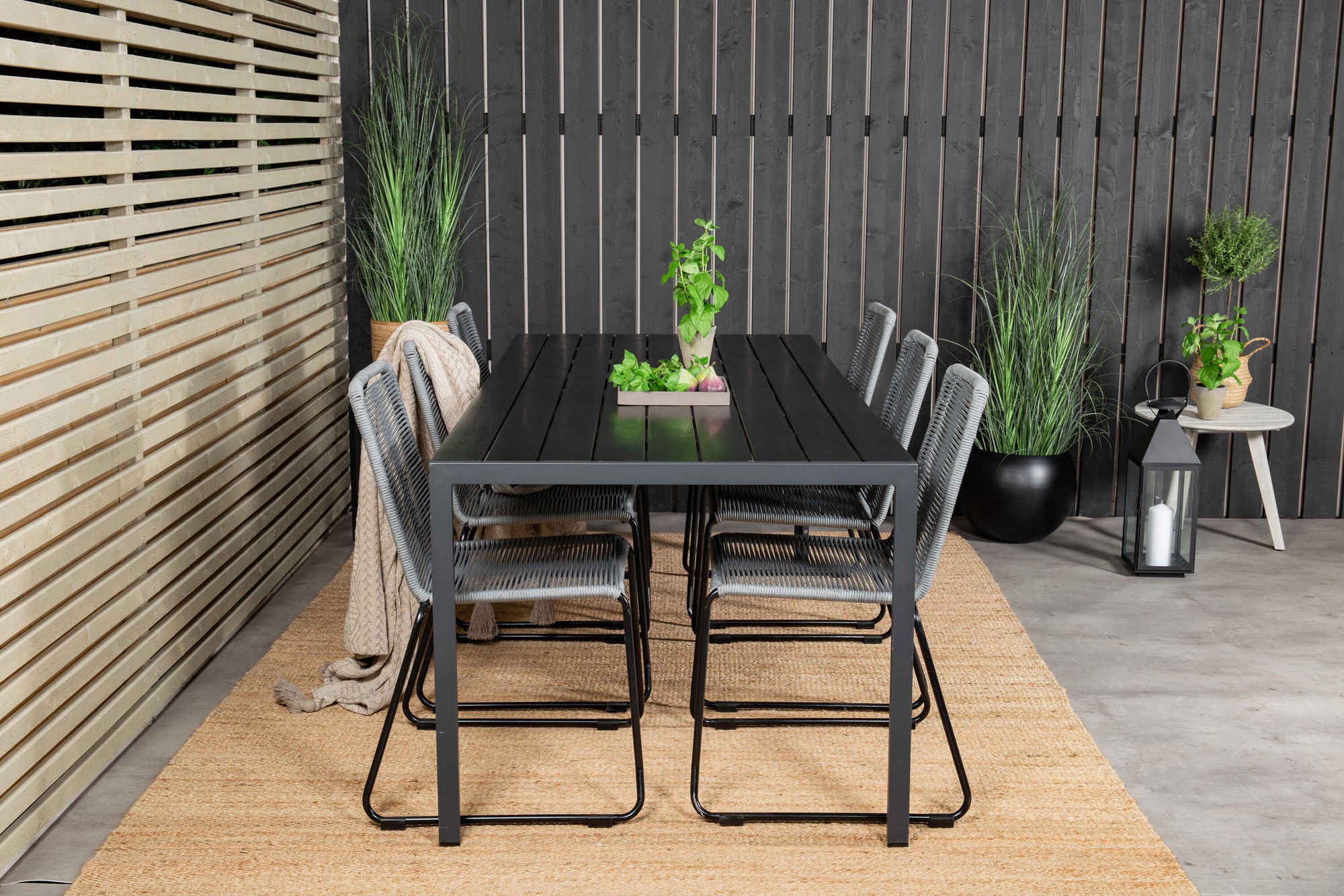 Venture Home Break spisebord - 205*90 - Black Alu / Black Aintwood+Lindos Spisebordsstol - B