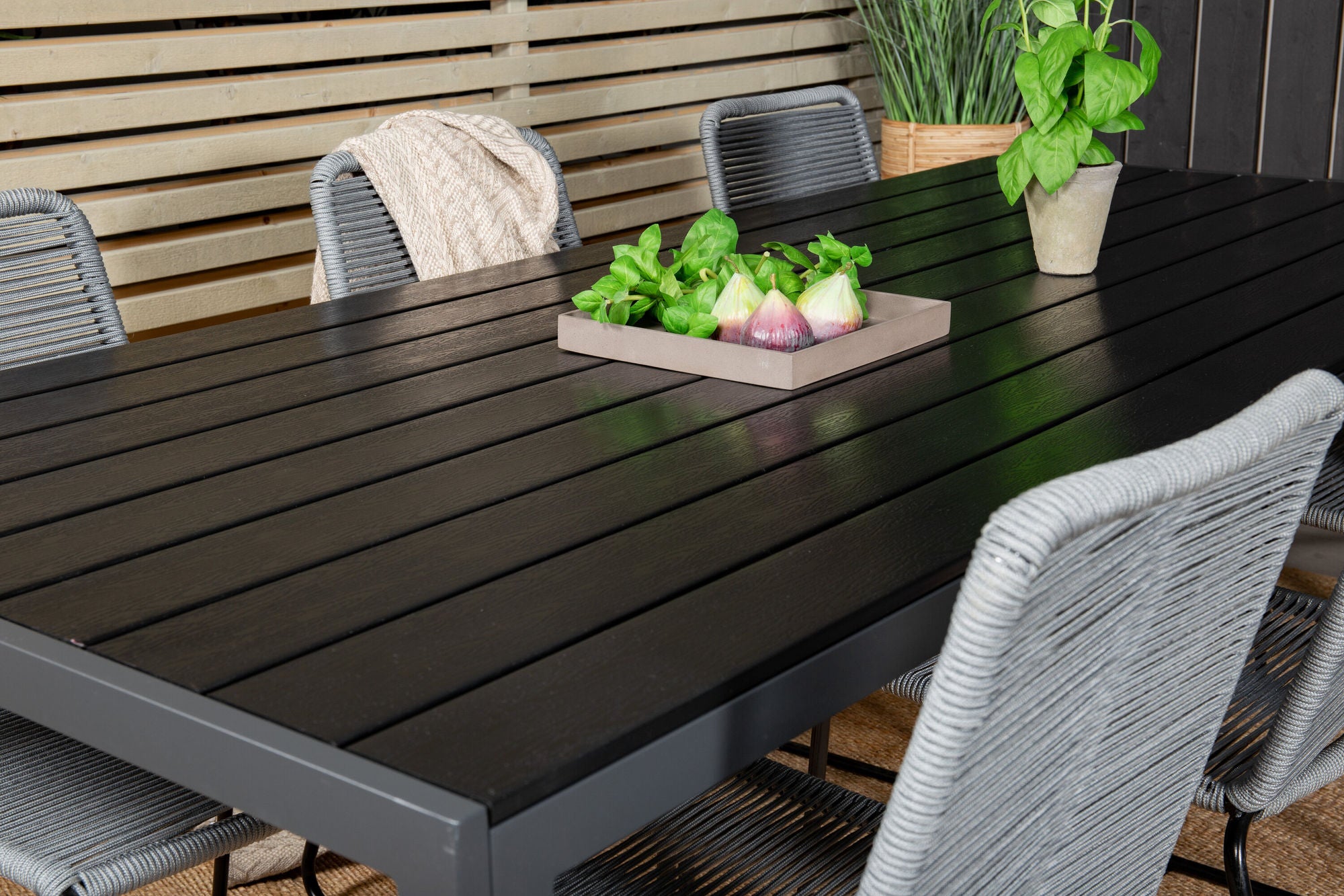 Venture Home Break spisebord - 205*90 - Black Alu / Black Aintwood+Lindos Spisebordsstol - B