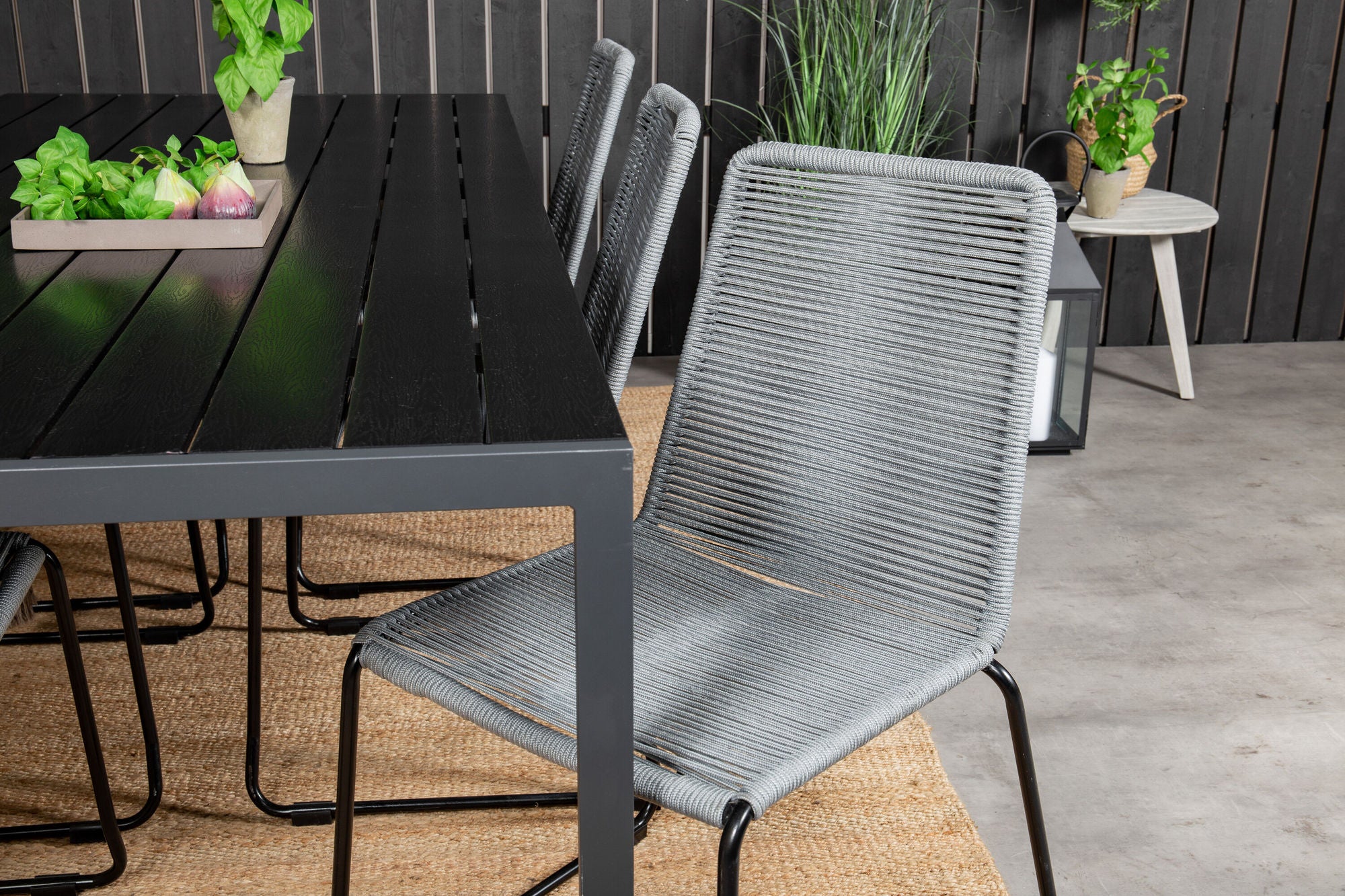 Venture Home Break spisebord - 205*90 - Black Alu / Black Aintwood+Lindos Spisebordsstol - B
