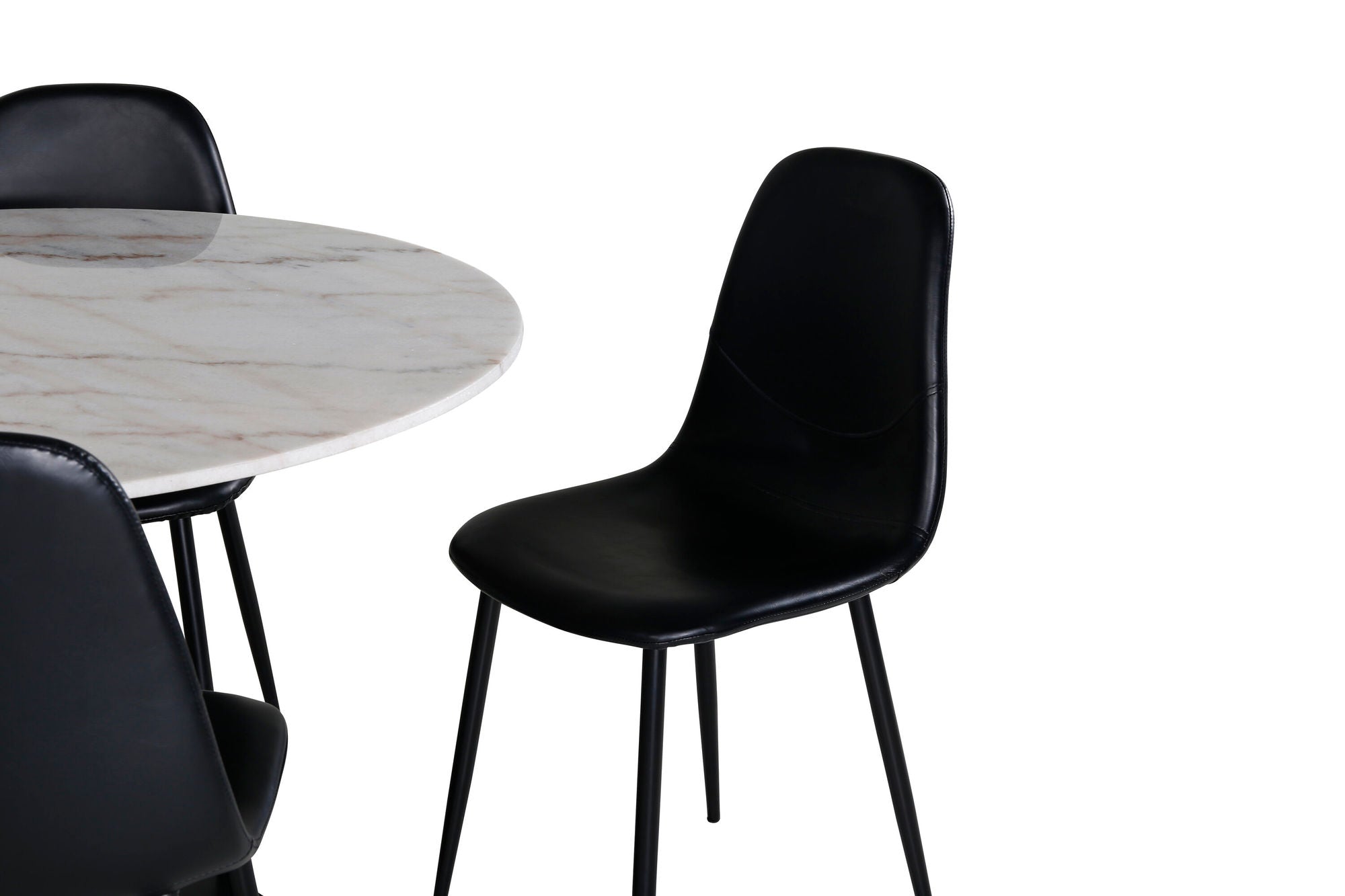 Venture Home Estelle runt Matbord - Svart / Vit marmor - ø106*H75+Polar Matstol - Svart / Sva
