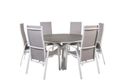 Venture Home Copacabana spisebord ø140 - White Alu / Sprayglass+Copacabana Recliner stol (stackable) - White Alu / Grey Textilene_6