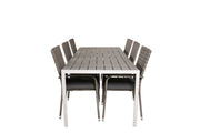 Venture Home Break spisebord - 205*90 - White Alu / Grey Aintwood+Anna Arm stol (stackabl