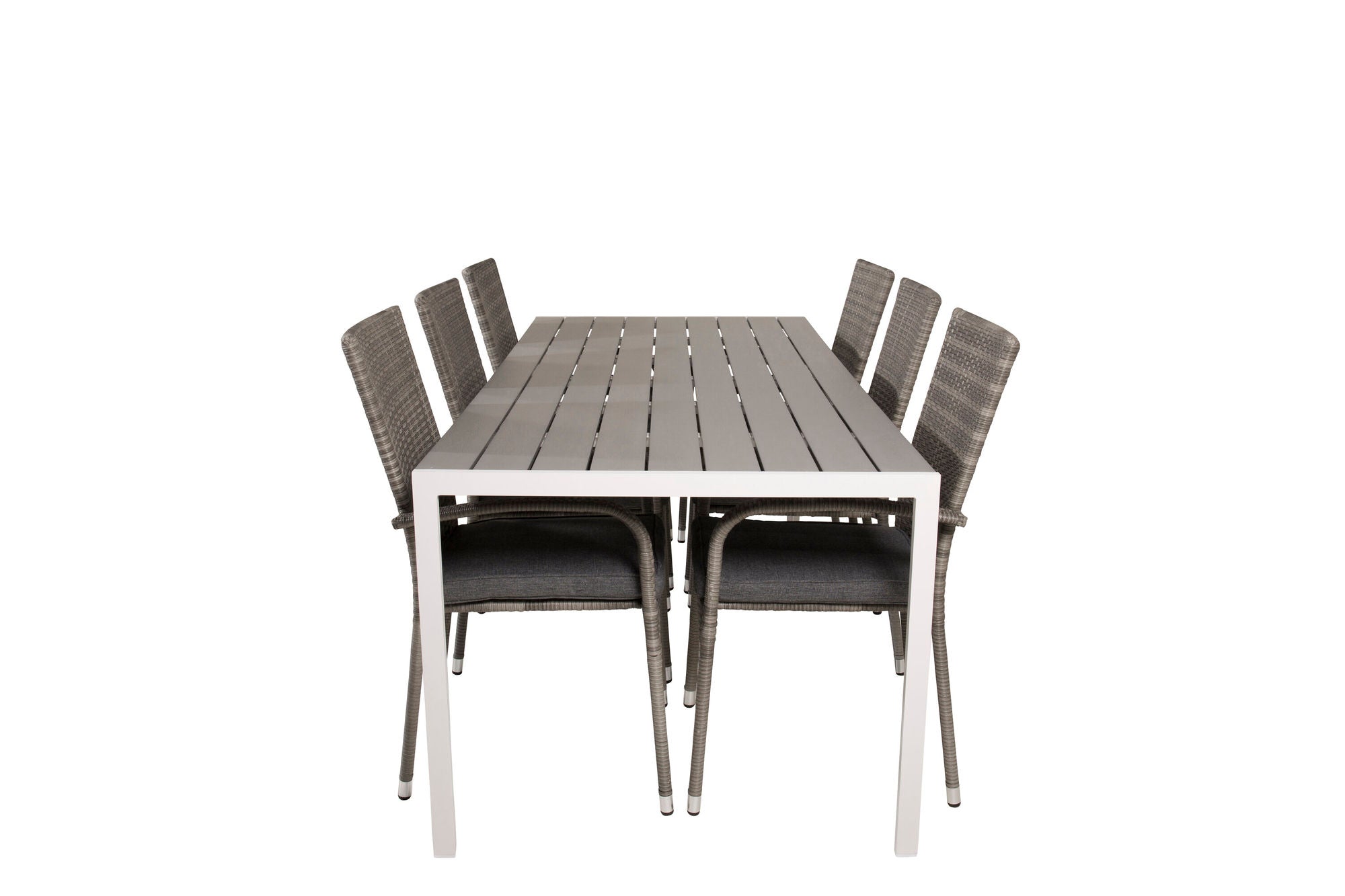 Venture Home Break spisebord - 205*90 - White Alu / Grey Aintwood+Anna Arm stol (stackabl