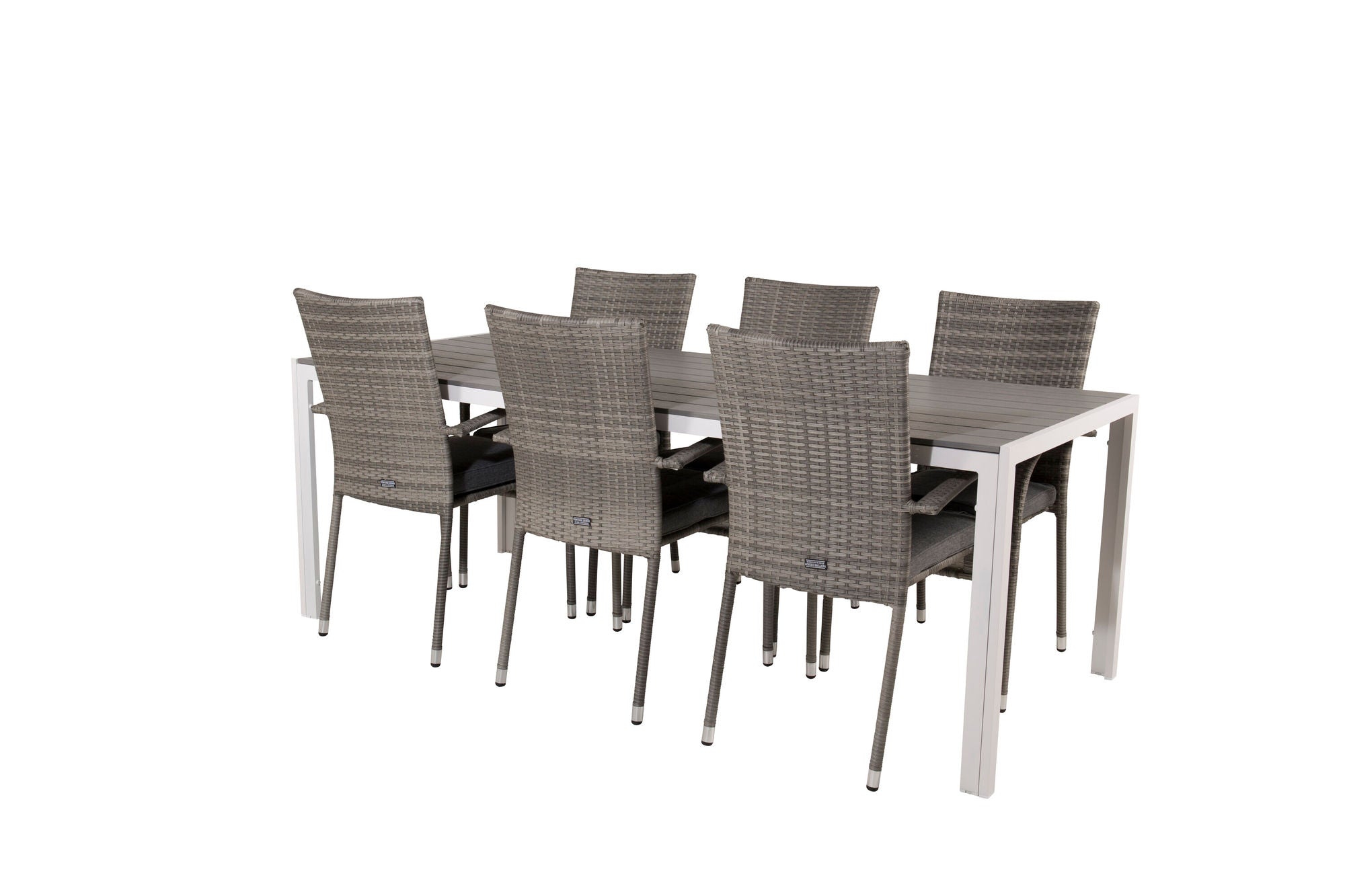 Venture Home Break spisebord - 205*90 - White Alu / Grey Aintwood+Anna Arm stol (stackabl