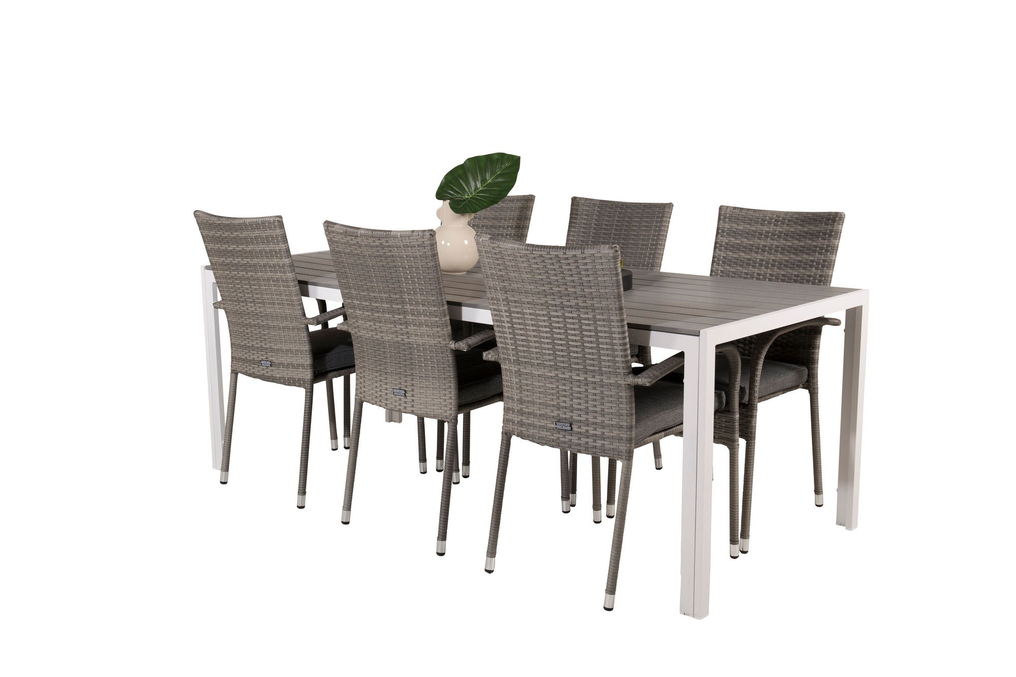 Venture Home Break spisebord - 205*90 - White Alu / Grey Aintwood+Anna Arm stol (stackabl