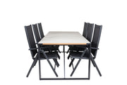 Venture Home Texas spisebord 200*100 - Black Alu / Teak / Grey Spray stone+Break 5:pos Cha
