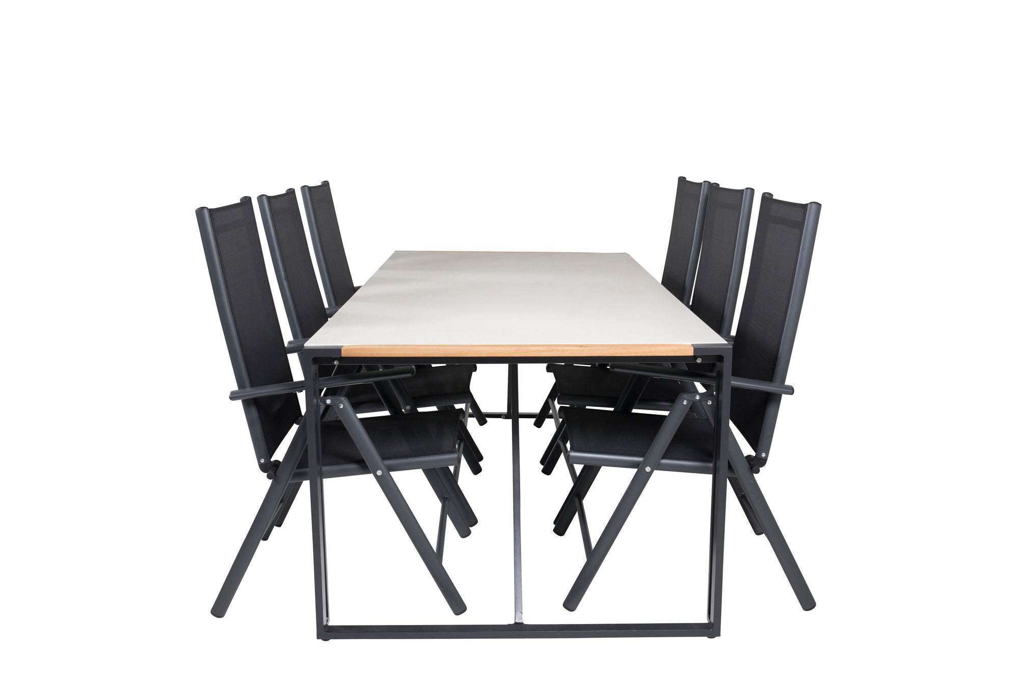 Venture Home Texas spisebord 200*100 - Black Alu / Teak / Grey Spray stone+Break 5:pos Cha