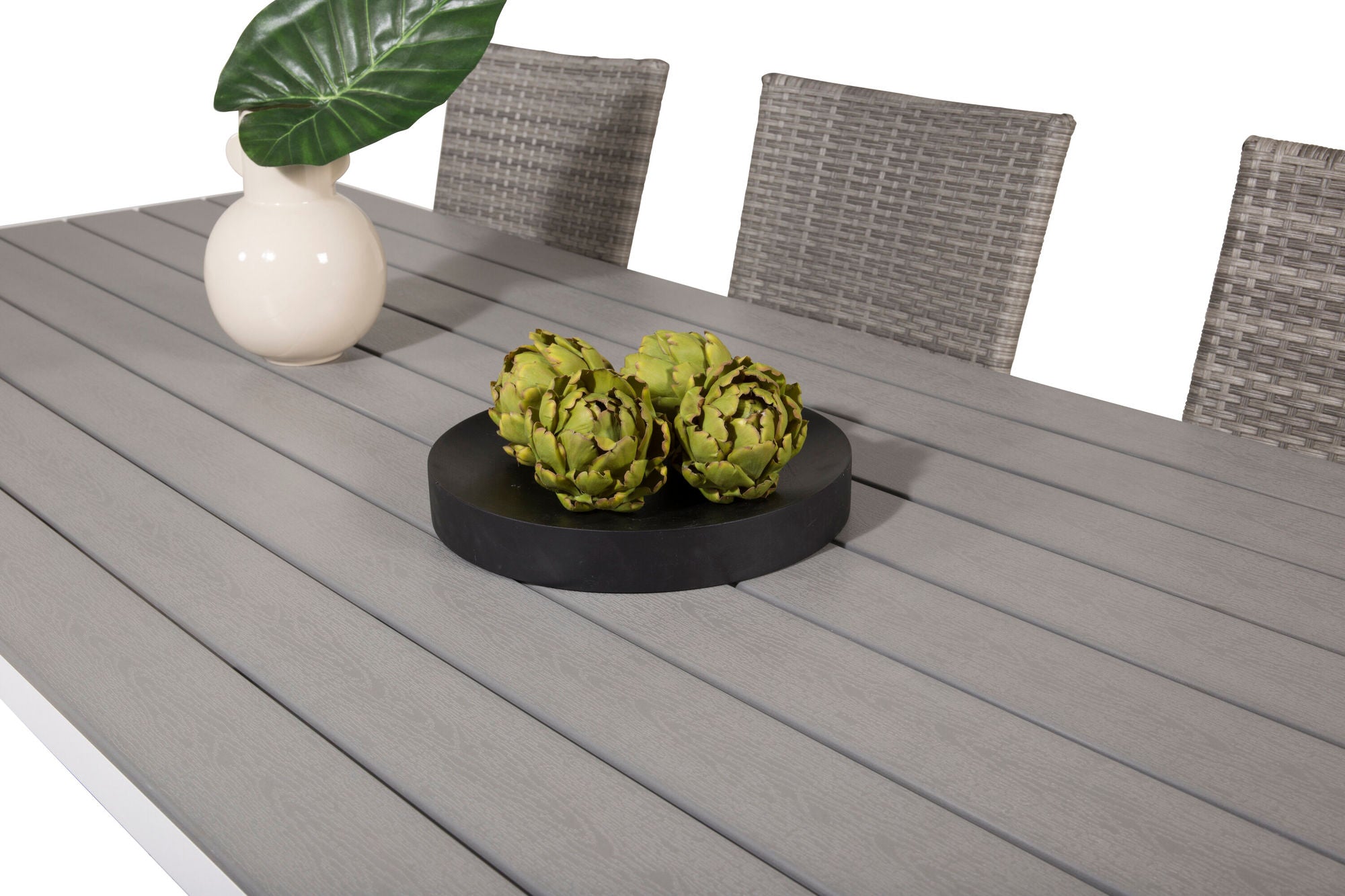 Venture Home Break spisebord - 205*90 - White Alu / Grey Aintwood+Anna Arm stol (stackabl