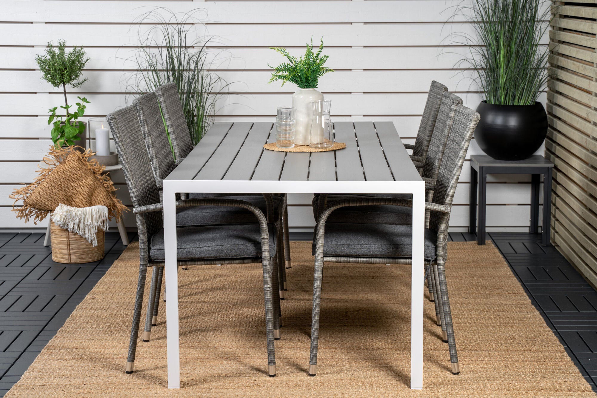 Venture Home Break spisebord - 205*90 - White Alu / Grey Aintwood+Anna Arm stol (stackabl