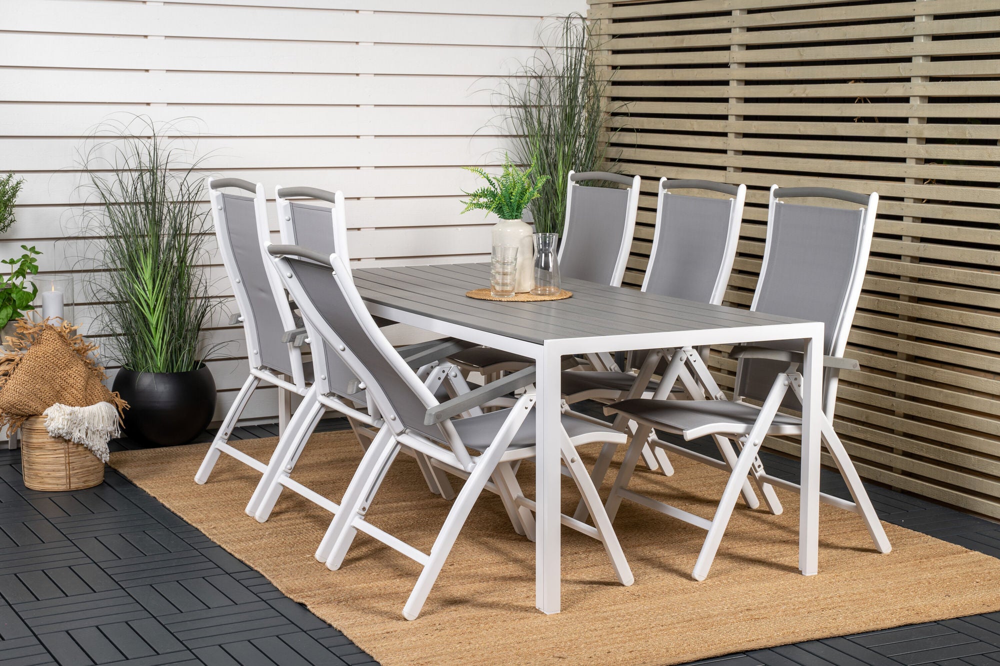 Venture Home Break spisebord - 205*90 - White Alu / Grey Aintwood+Albany stol 5:pos - White Alu / Grey Textilene / Aintwood_6