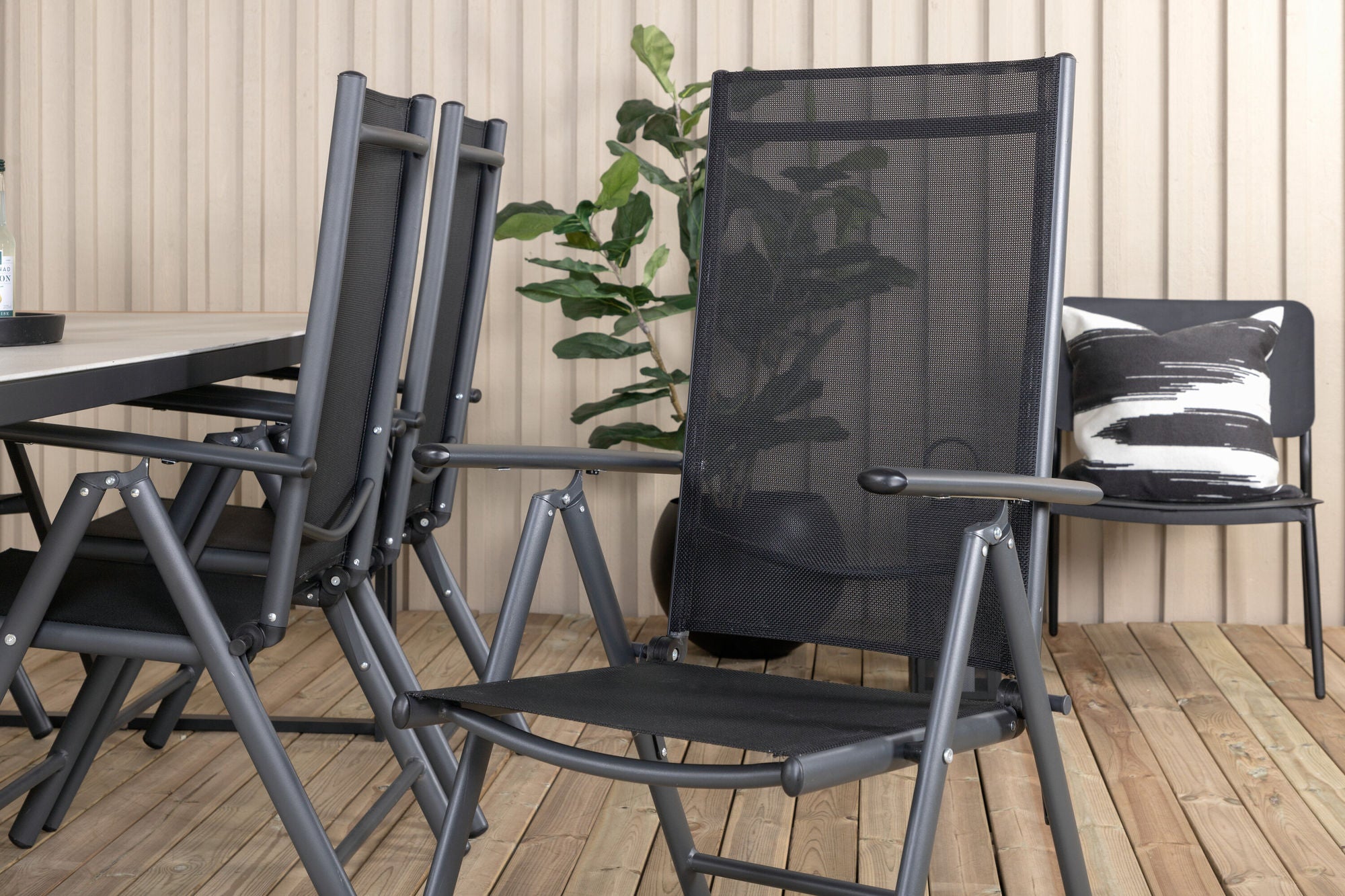 Venture Home Texas spisebord 200*100 - Black Alu / Teak / Grey Spray stone+Break 5:pos Cha