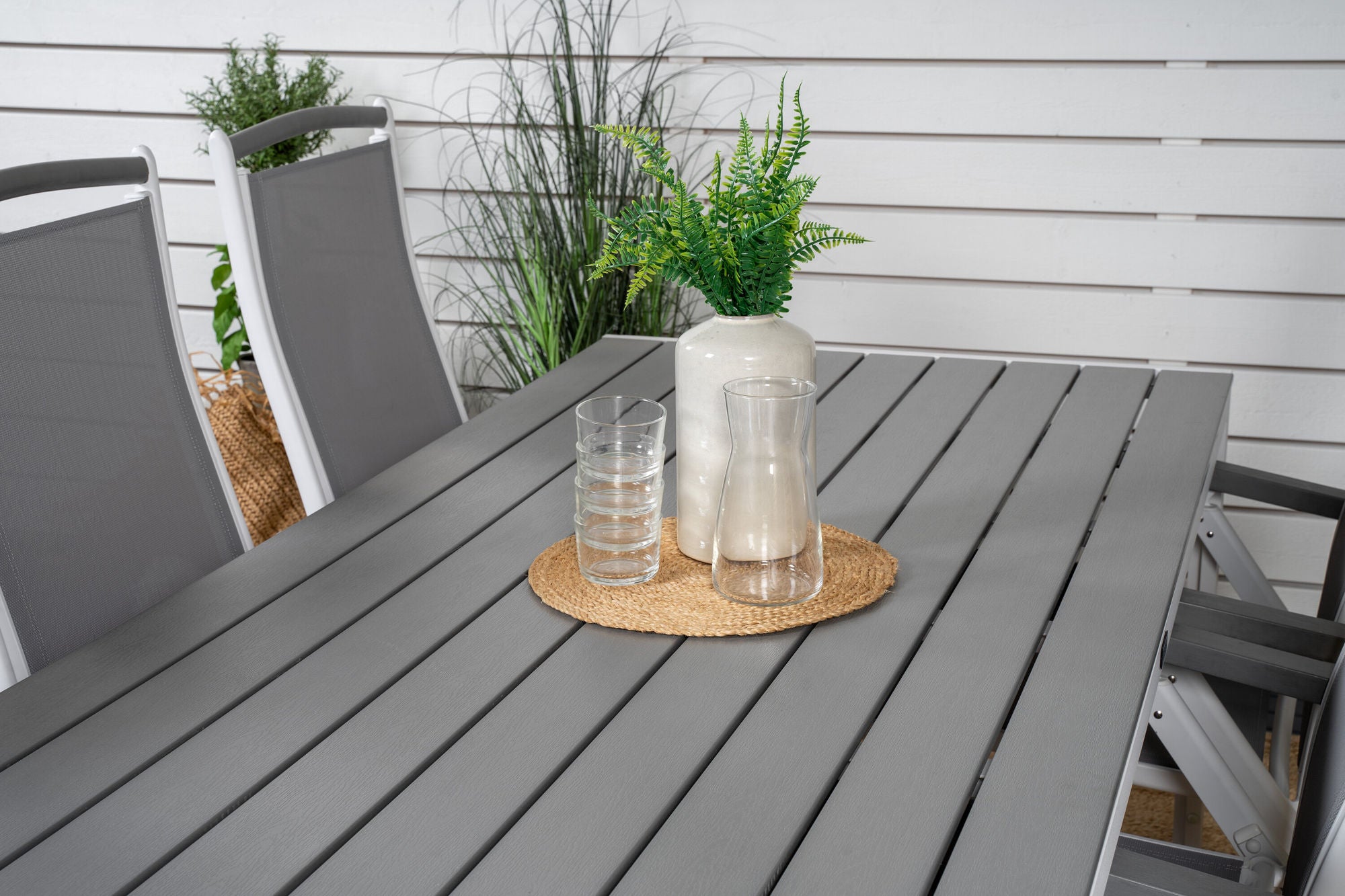 Venture Home Break spisebord - 205*90 - White Alu / Grey Aintwood+Albany stol 5:pos - White Alu / Grey Textilene / Aintwood_6