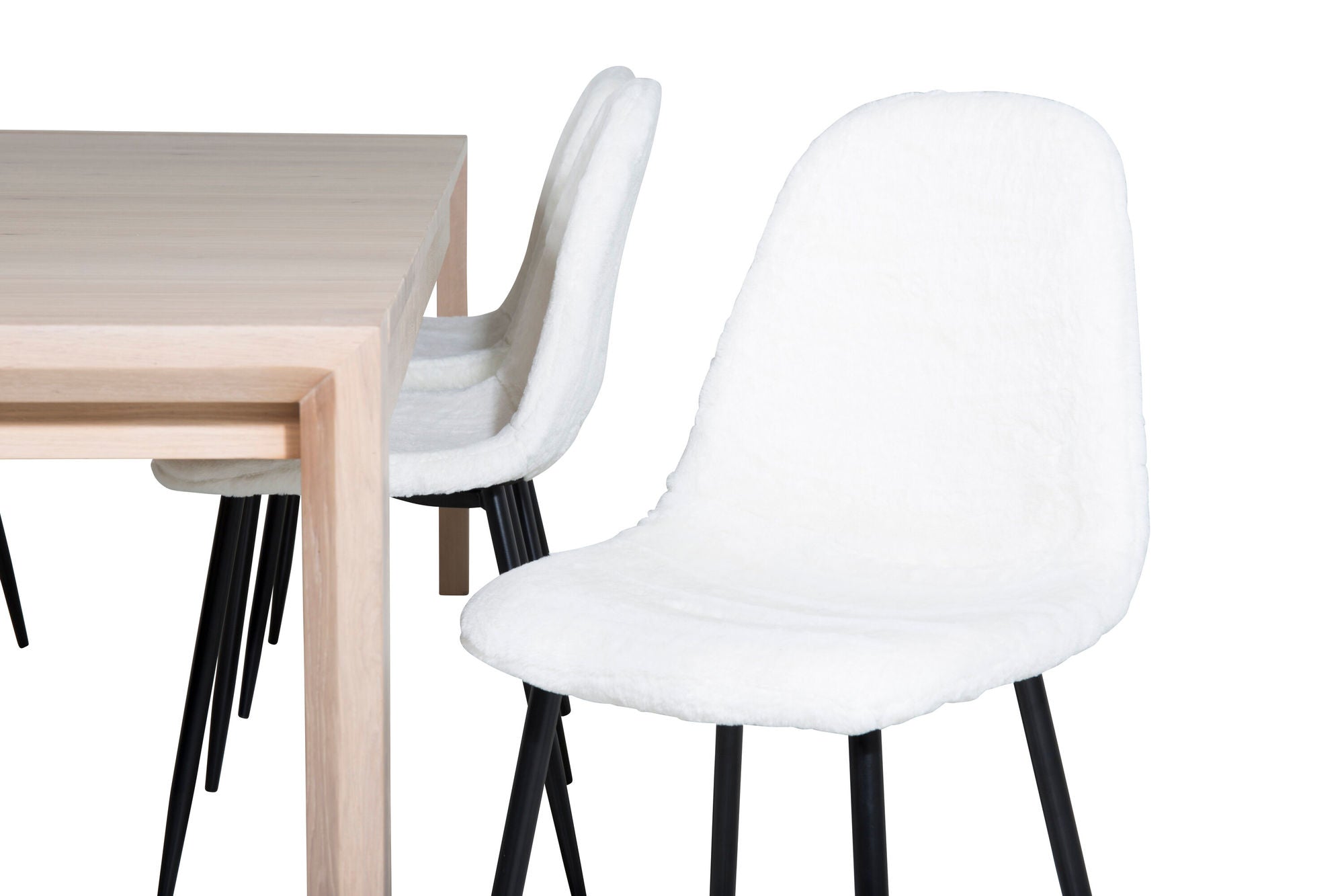Venture Home Slider Extention bord - White Wash - 170+40+40cm +Polar Fluff Spisebordsstol - B