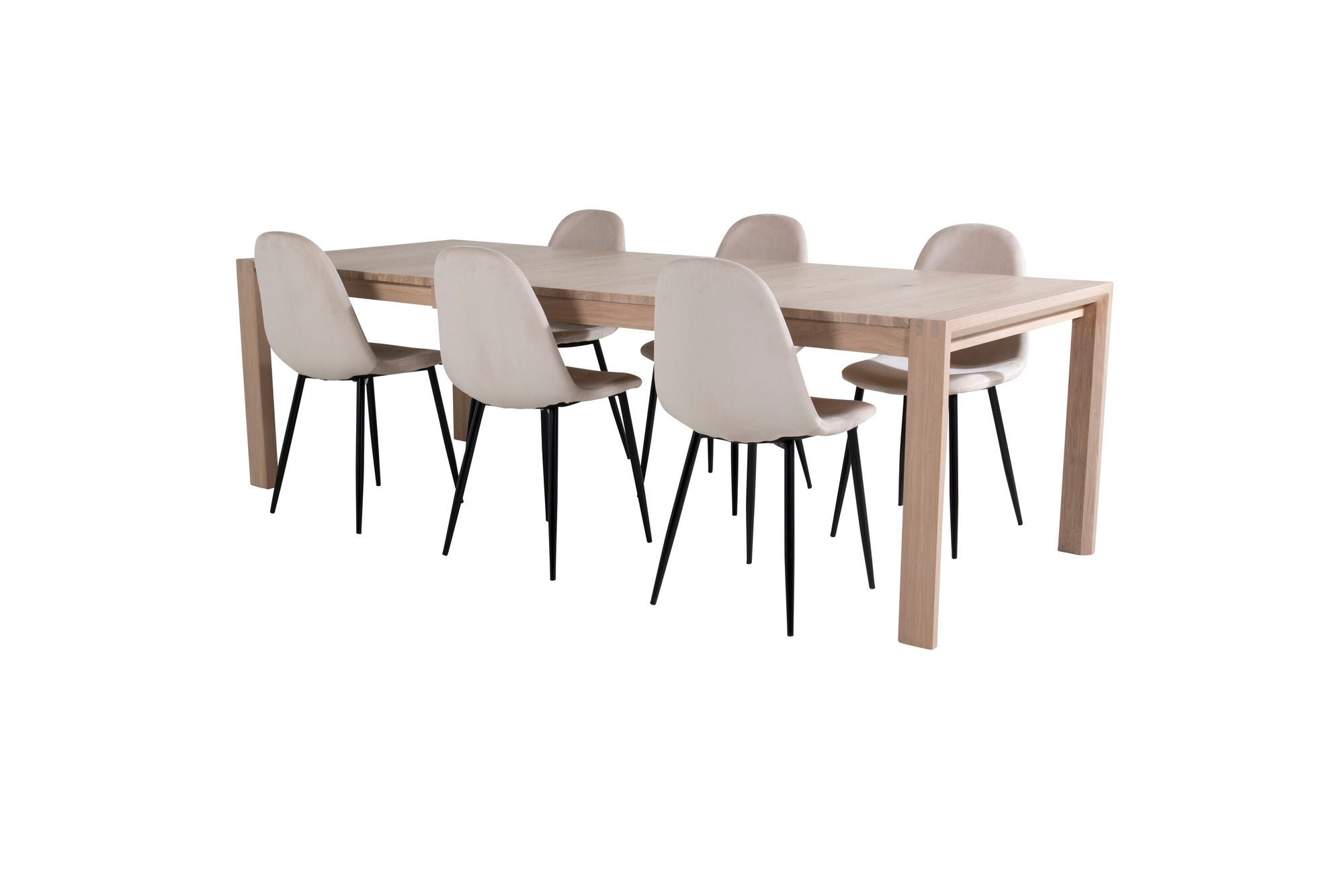 Venture Home Slider Extention bord - White Wash - 170+40+40cm +Polar Spisebordsstol- Black le