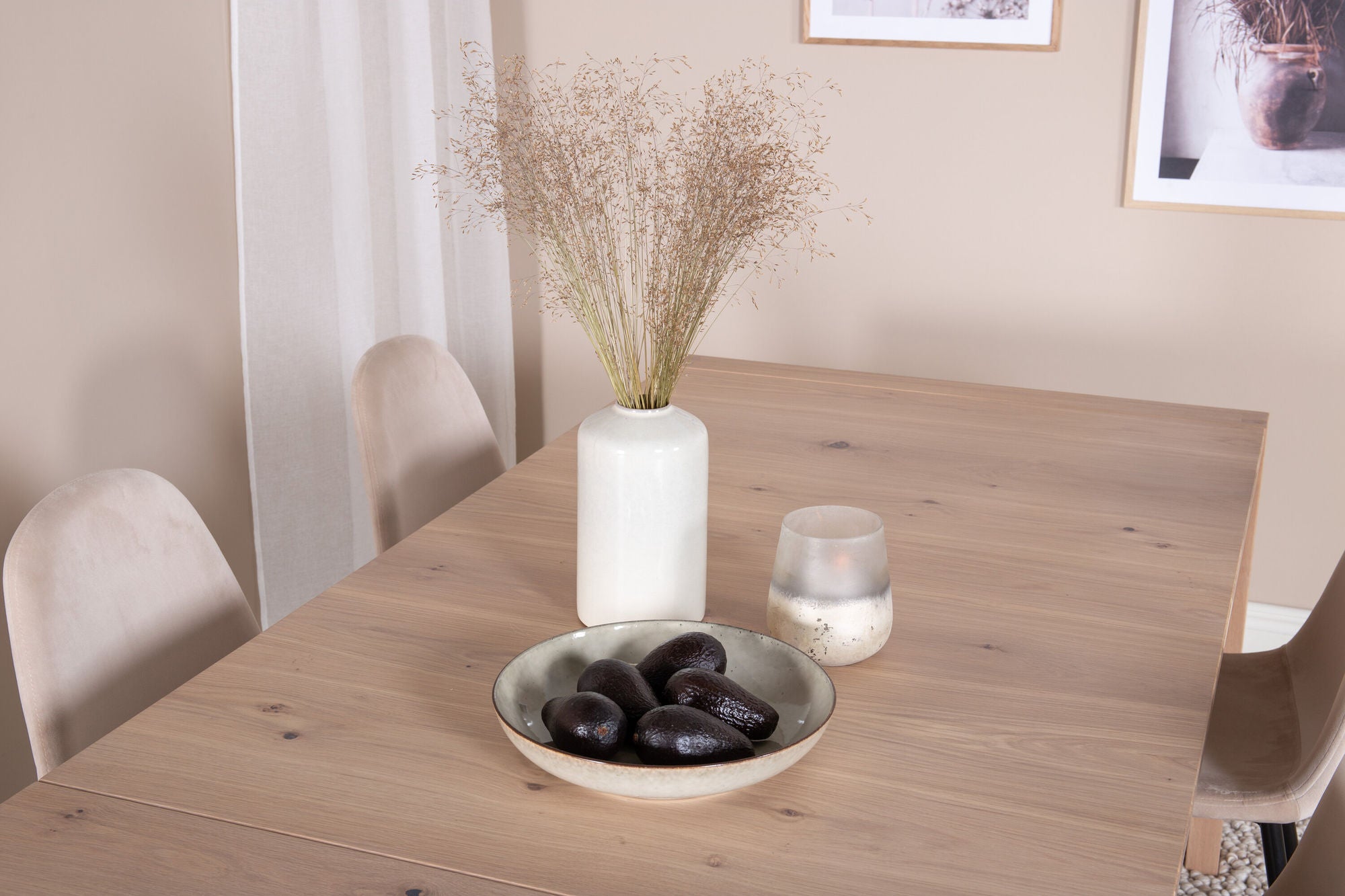 Venture Home Slider Extention bord - White Wash - 170+40+40cm +Polar Spisebordsstol- Black le
