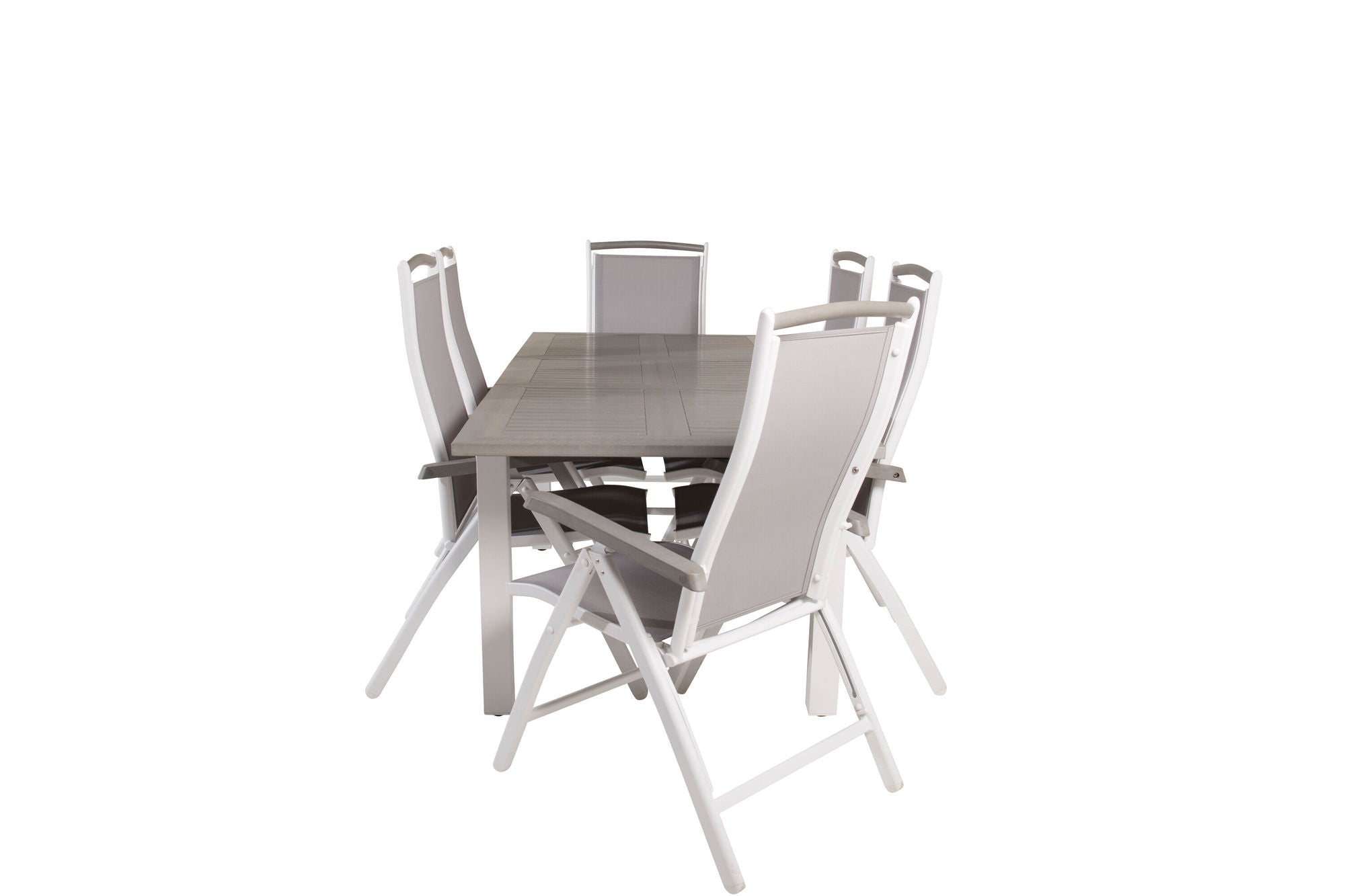 Venture Home Albany spisebord 152/210*90 - White Alu / Grey Aintwood+Albany stol 5:pos - White Alu / Grey Textilene / Aintwood_6