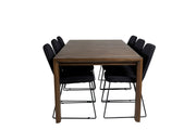 Venture Home Slider Extention bord - Smoked Oak - 170+40+40cm +Muce Spisebordsstol - Black Legs - Black Fabric_6