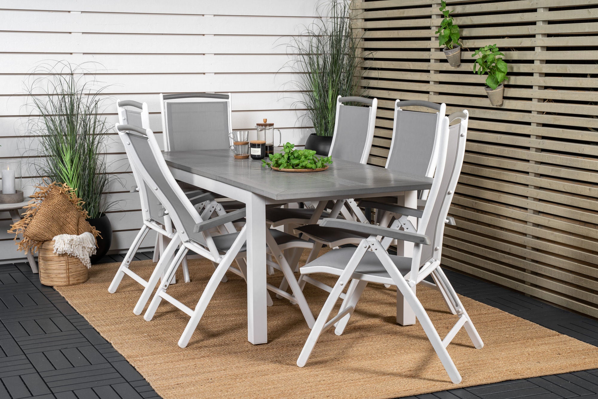 Venture Home Albany spisebord 152/210*90 - White Alu / Grey Aintwood+Albany stol 5:pos - White Alu / Grey Textilene / Aintwood_6