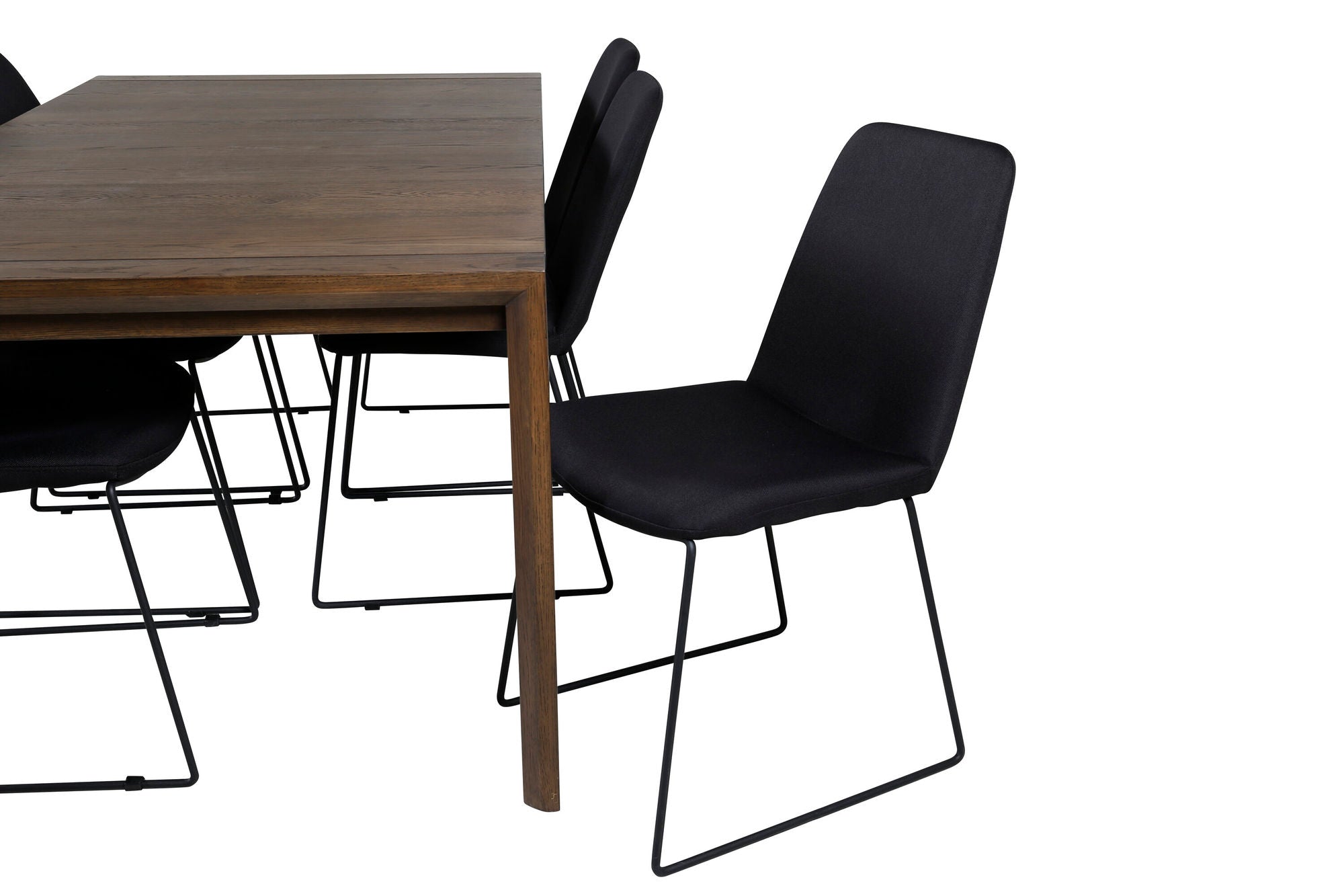 Venture Home Slider Extention bord - Smoked Oak - 170+40+40cm +Muce Spisebordsstol - Black Legs - Black Fabric_6