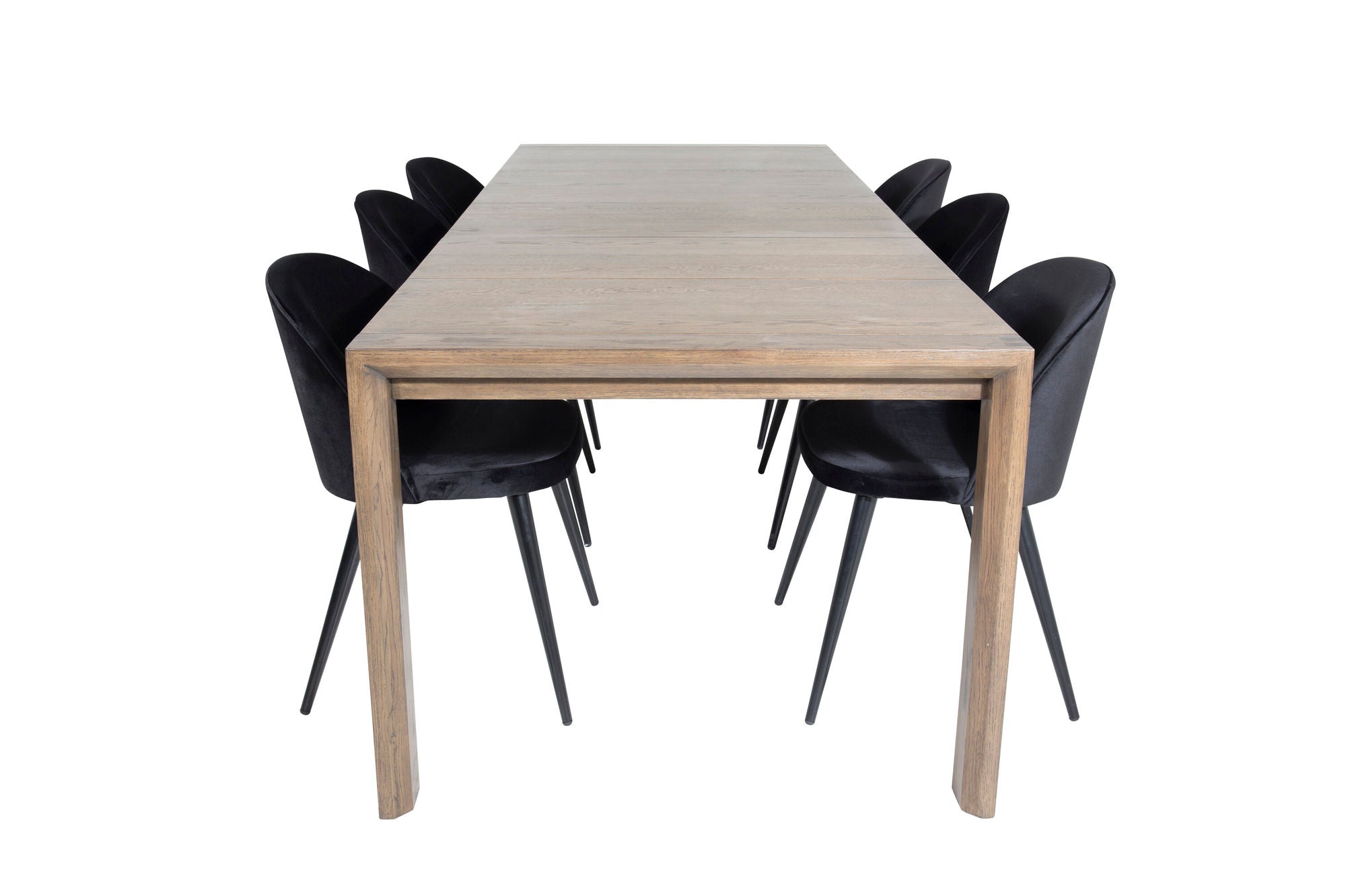 Venture Home Slider Extention bord - Smoked Oak - 170+40+40cm +Velvet Spisebordsstol - Black