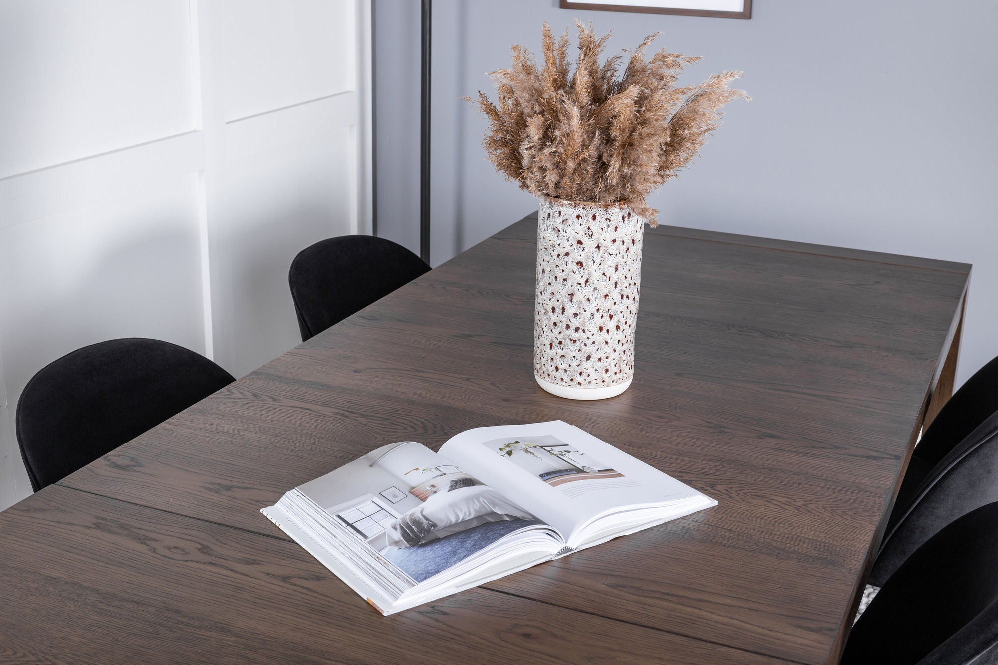 Venture Home Slider Extention bord - Smoked Oak - 170+40+40cm +Velvet Spisebordsstol - Black
