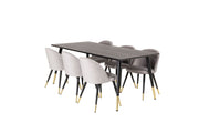 Venture Home Dipp spisebord - 180*90cm - Black Veneer / black legs w brass dipp +Velvet Ma