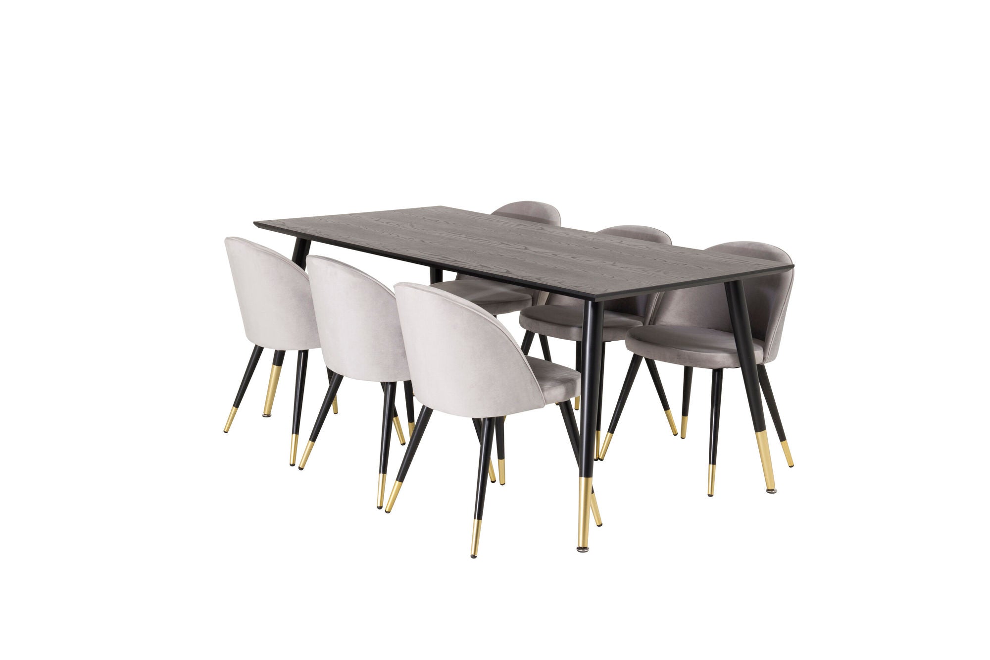 Venture Home Dipp spisebord - 180*90cm - Black Veneer / black legs w brass dipp +Velvet Ma