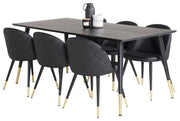 Venture Home Dipp spisebord - 180*90cm - Black Veneer / black legs w brass dipp +Velvet di
