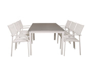 Venture Home Levels bord 160/240 - White/Grey - Santorini Arm stol (Stackable) - White Alu / White Textilene 6