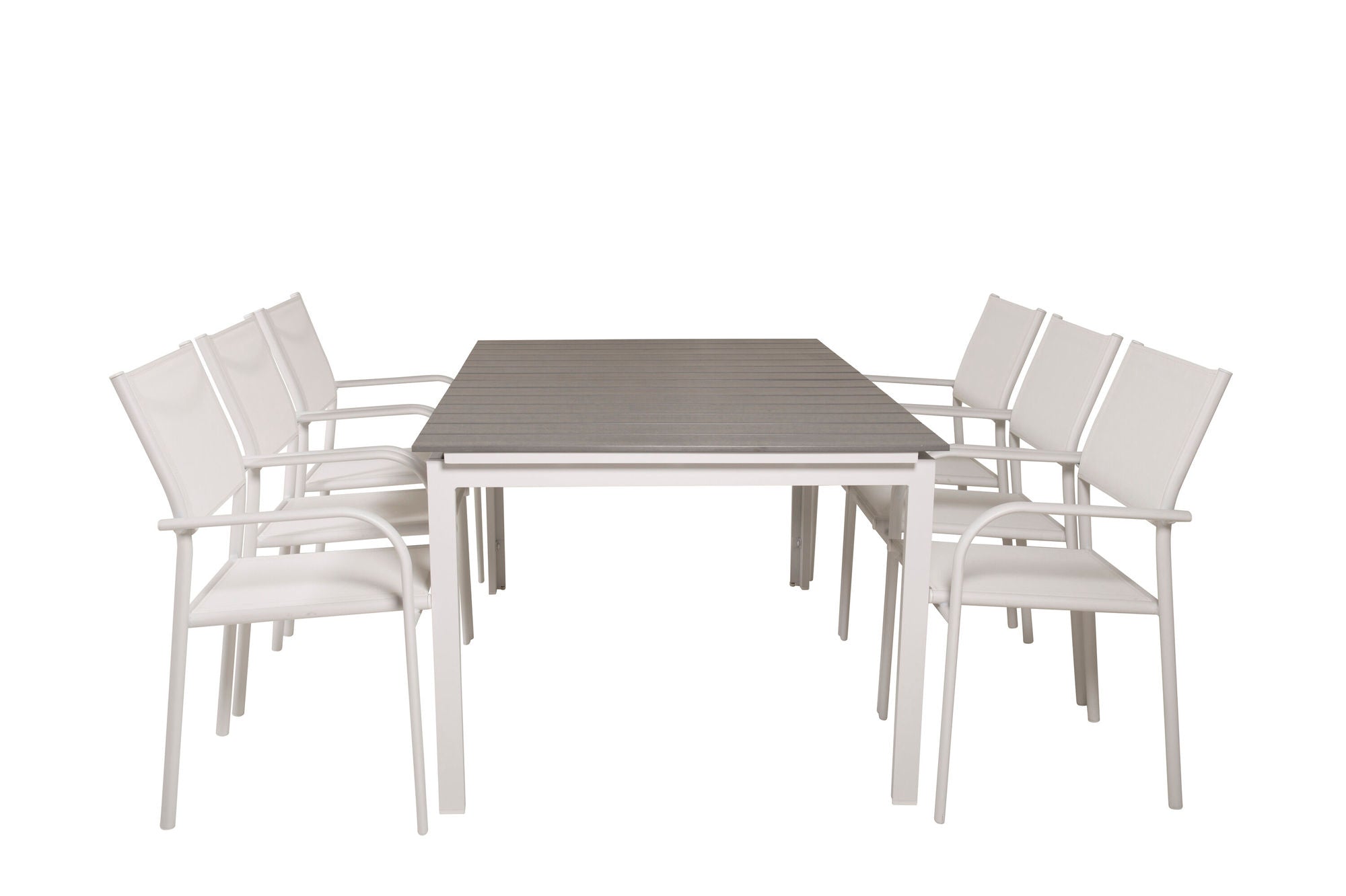 Venture Home Levels bord 160/240 - White/Grey - Santorini Arm stol (Stackable) - White Alu / White Textilene 6