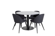 Venture Home Estelle rund spisebord ø106 H75 - Black / Black+Velvet Dining Chiar - Black legs- Black Fabric_4