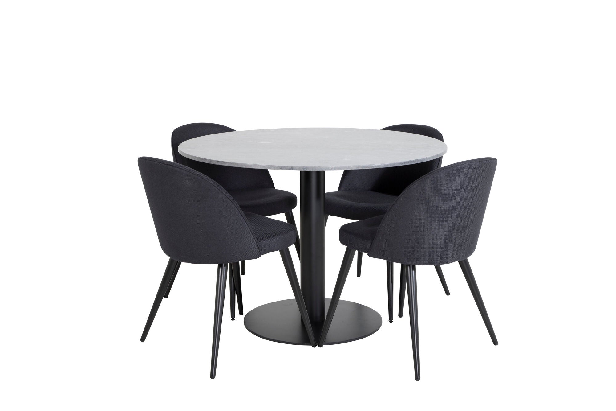 Venture Home Estelle rund spisebord ø106 H75 - Black / Black+Velvet Dining Chiar - Black legs- Black Fabric_4