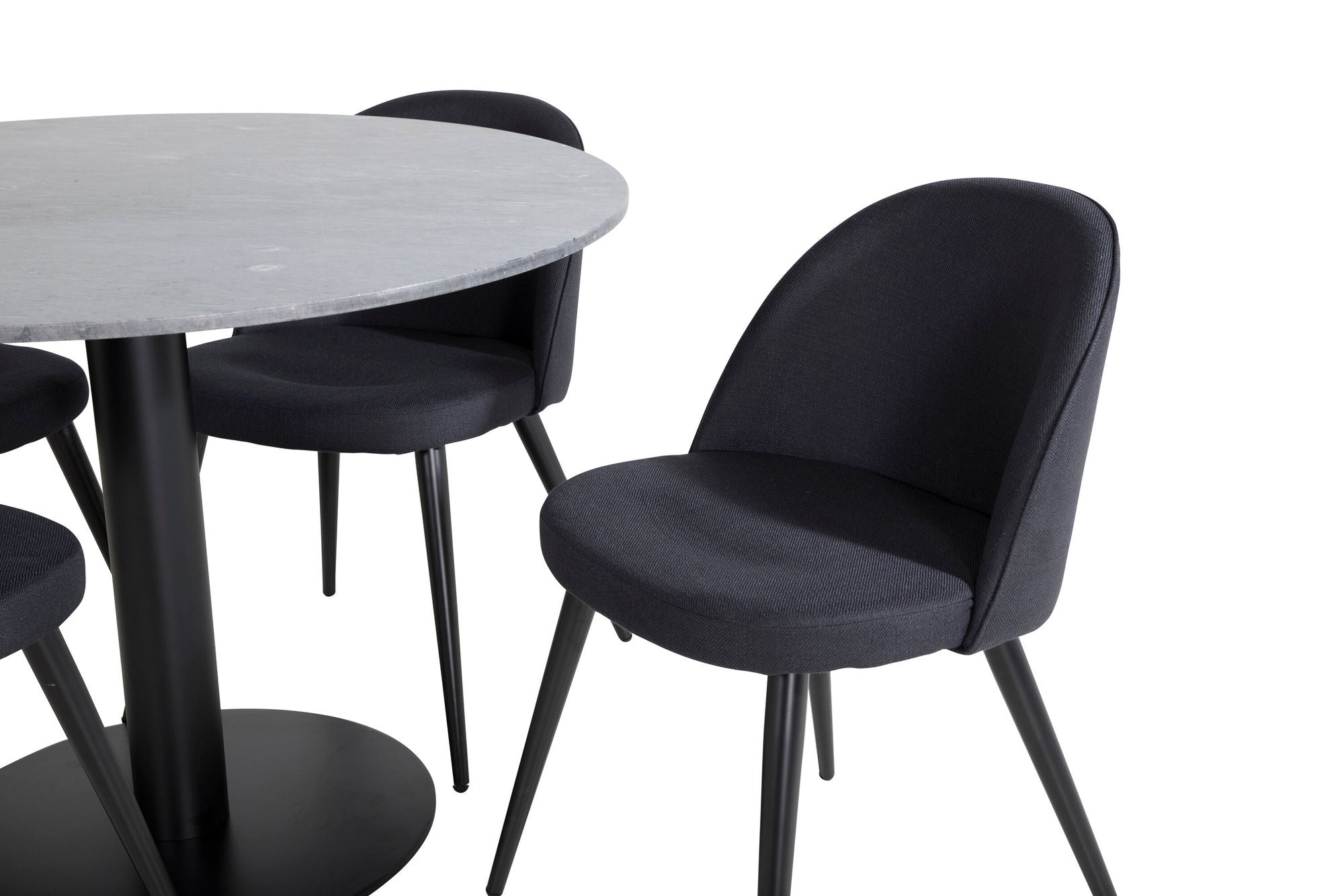 Venture Home Estelle rund spisebord ø106 H75 - Black / Black+Velvet Dining Chiar - Black legs- Black Fabric_4