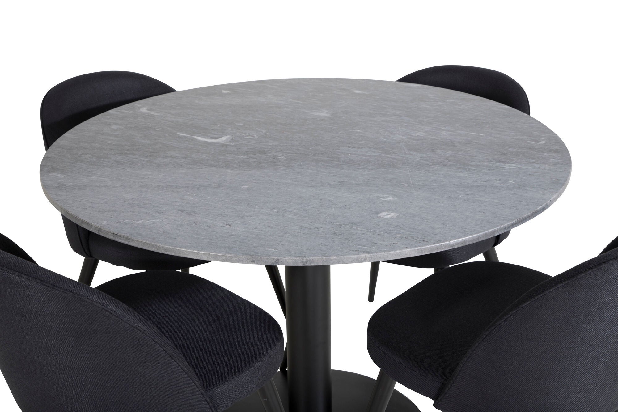 Venture Home Estelle rund spisebord ø106 H75 - Black / Black+Velvet Dining Chiar - Black legs- Black Fabric_4