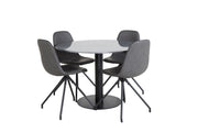 Venture Home Estelle rund spisebord ø106 H75 - Black / Black+Polar Spisebordsstol with Spin function - black Legs - Black PU - Black Stitches_4