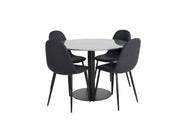 Venture Home Estelle rund spisebord ø106 H75 - Black / Black+Polar Spisebordsstol - Black Legs - Black Fabric_4