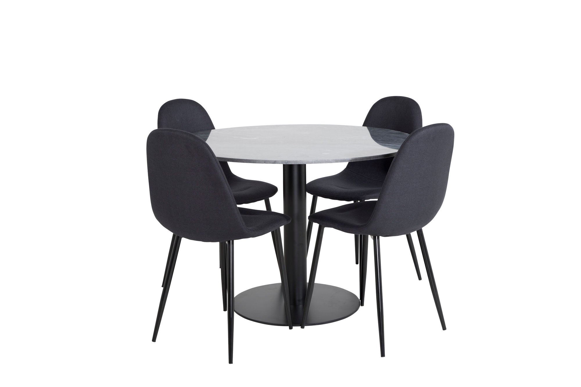 Venture Home Estelle rund spisebord ø106 H75 - Black / Black+Polar Spisebordsstol - Black Legs - Black Fabric_4