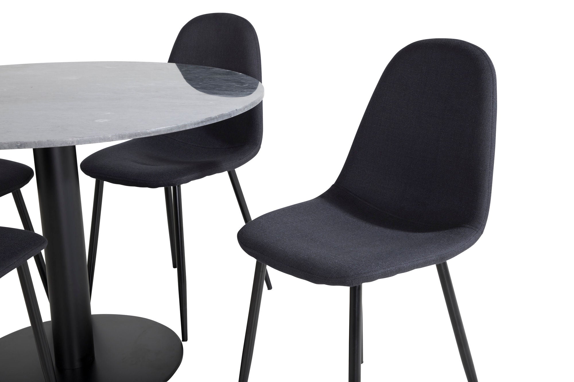 Venture Home Estelle rund spisebord ø106 H75 - Black / Black+Polar Spisebordsstol - Black Legs - Black Fabric_4