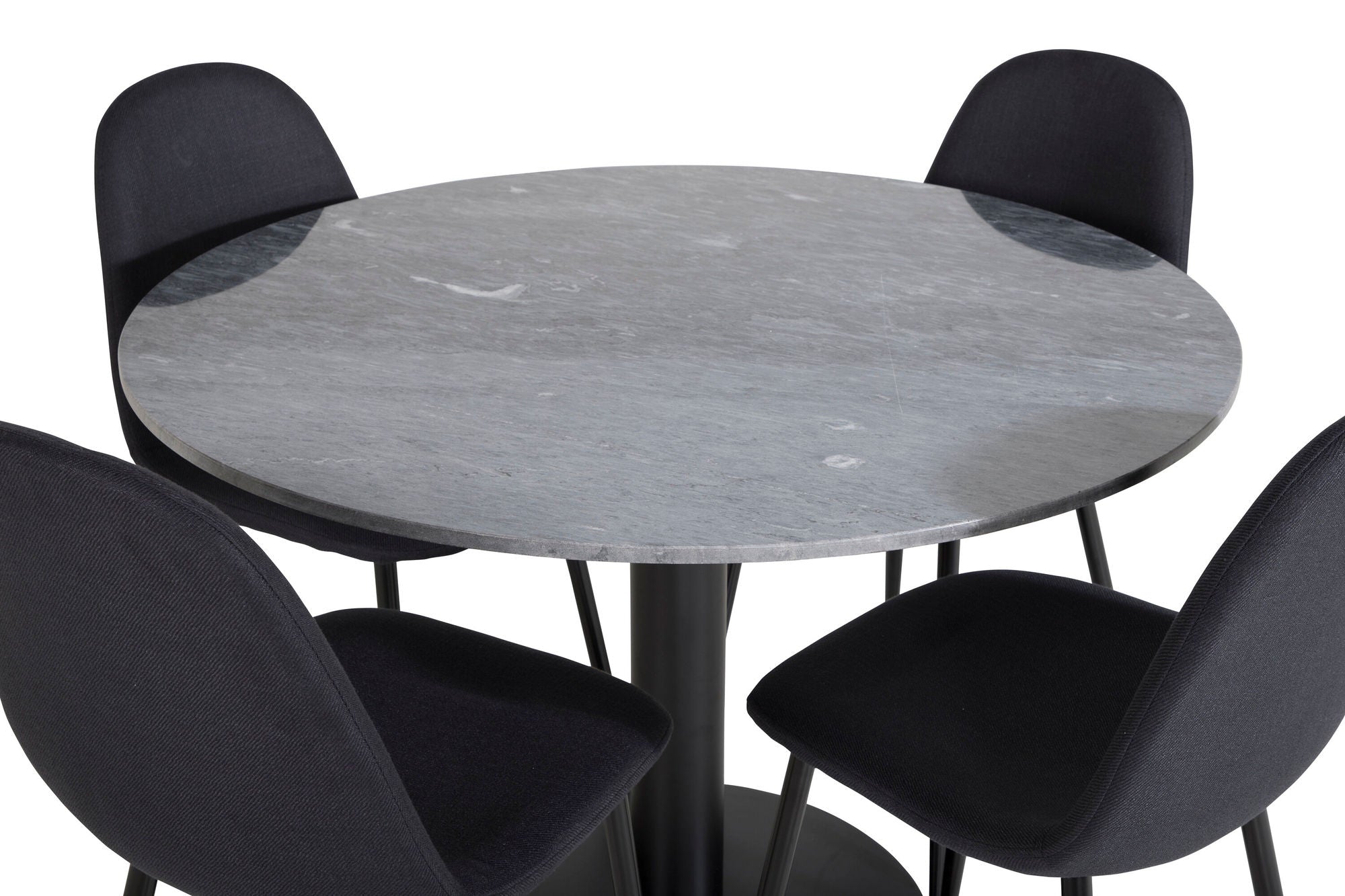 Venture Home Estelle rund spisebord ø106 H75 - Black / Black+Polar Spisebordsstol - Black Legs - Black Fabric_4