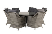 Venture Home Volta spisebord - Grey - ø150+Vikelund Arm stol - Grey / Grey cushion_6