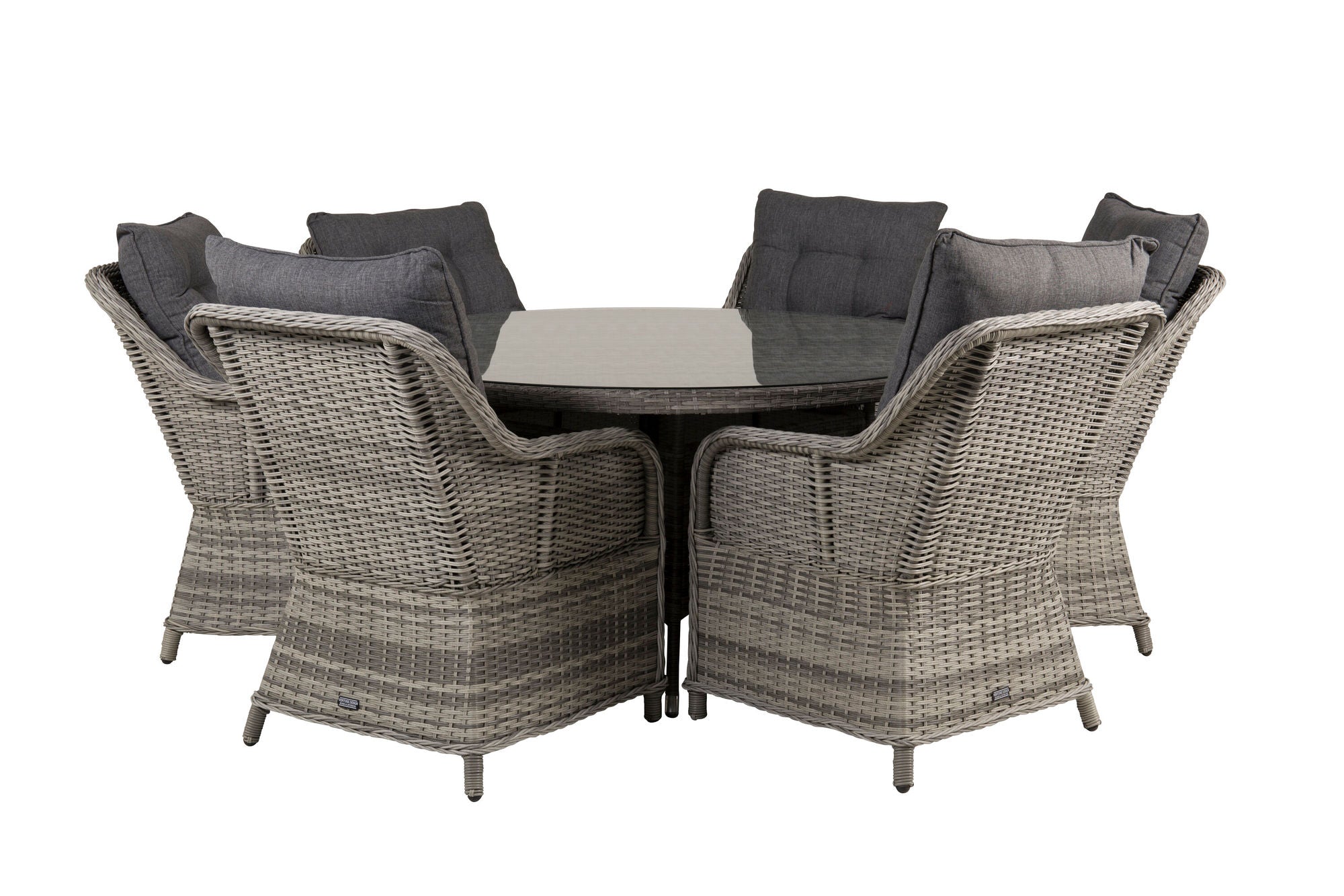 Venture Home Volta spisebord - Grey - ø150+Vikelund Arm stol - Grey / Grey cushion_6