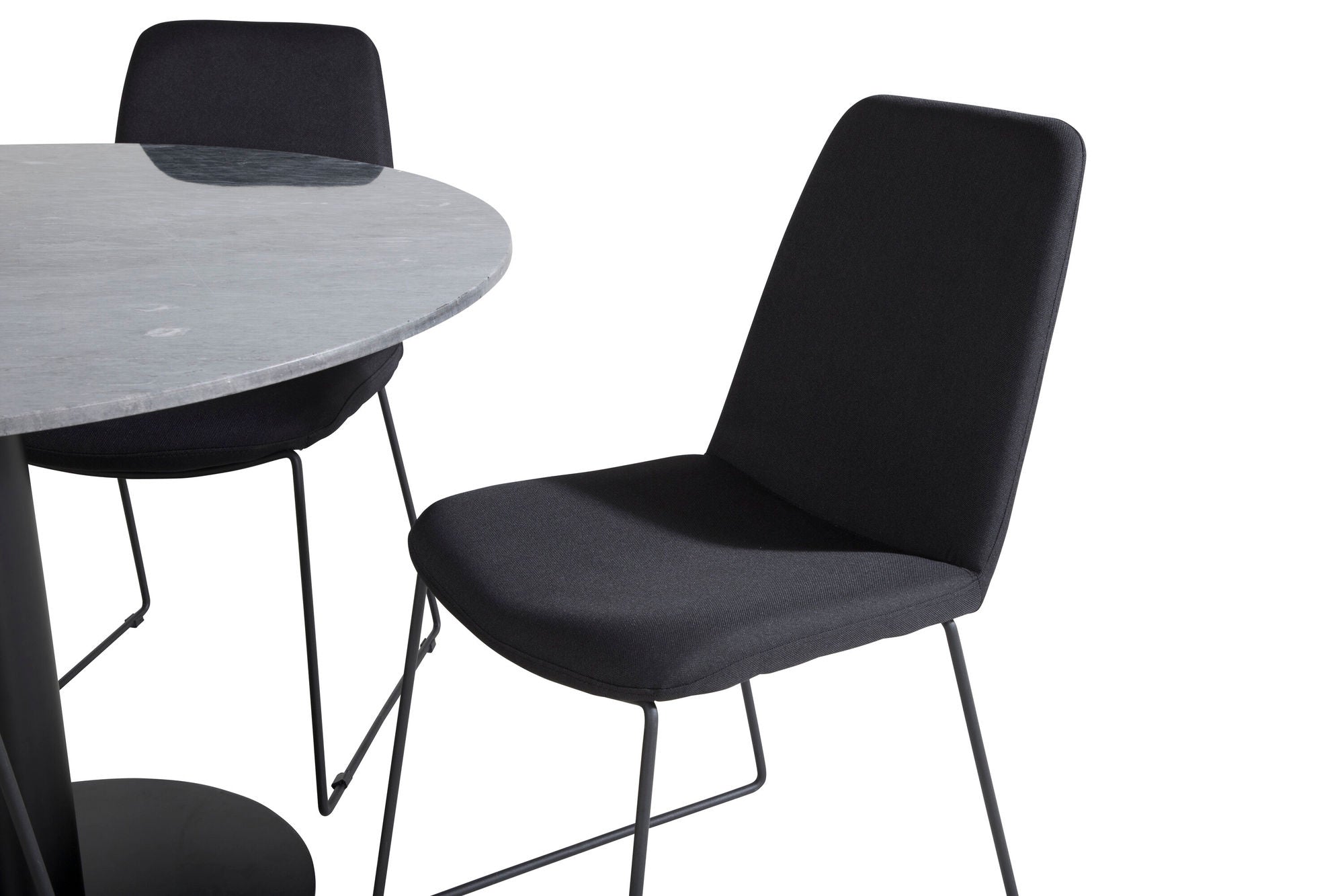 Venture Home Estelle rund spisebord ø106 H75 - Black / Black+Muce Spisebordsstol - Black Legs - Black Fabric_4