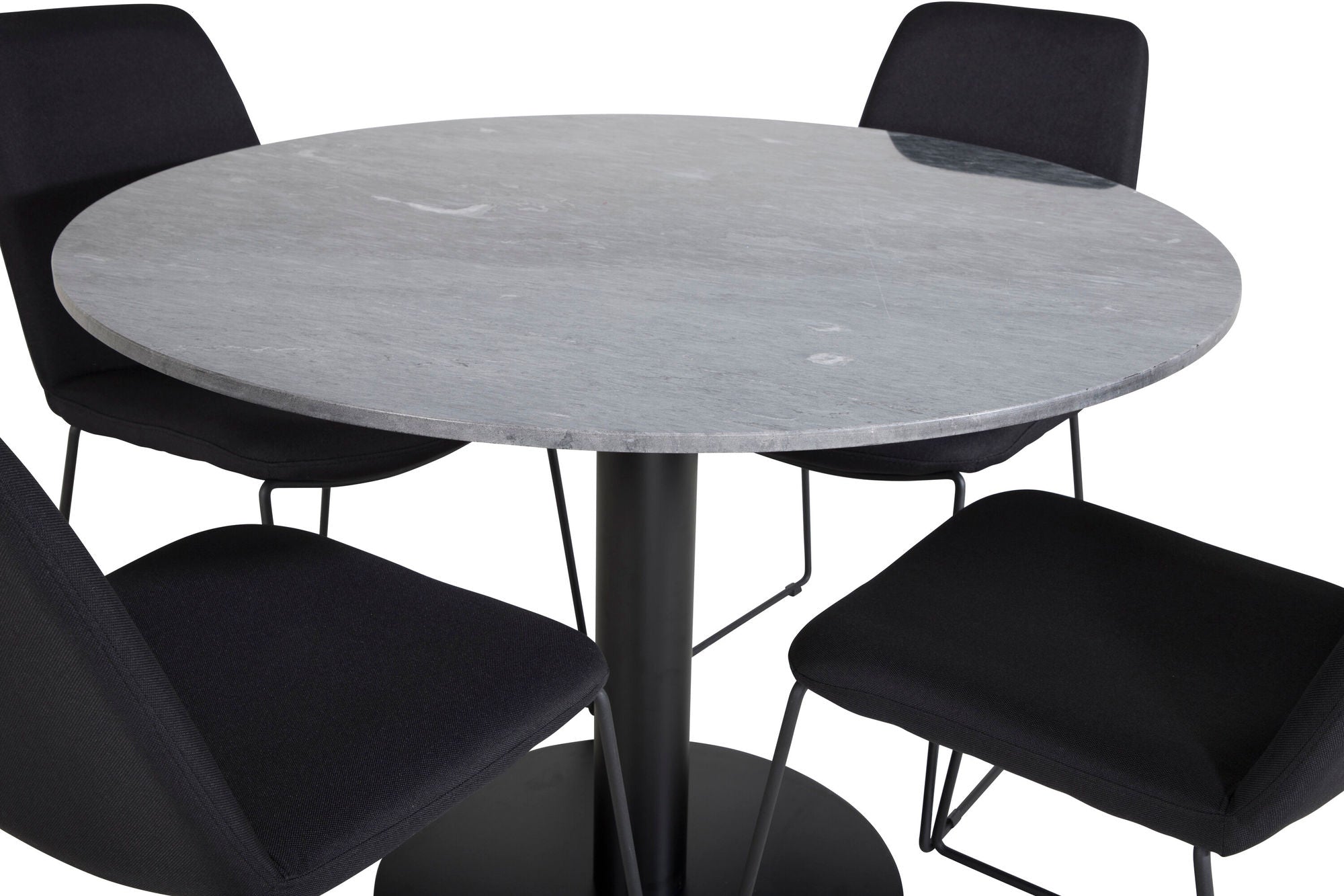 Venture Home Estelle rund spisebord ø106 H75 - Black / Black+Muce Spisebordsstol - Black Legs - Black Fabric_4