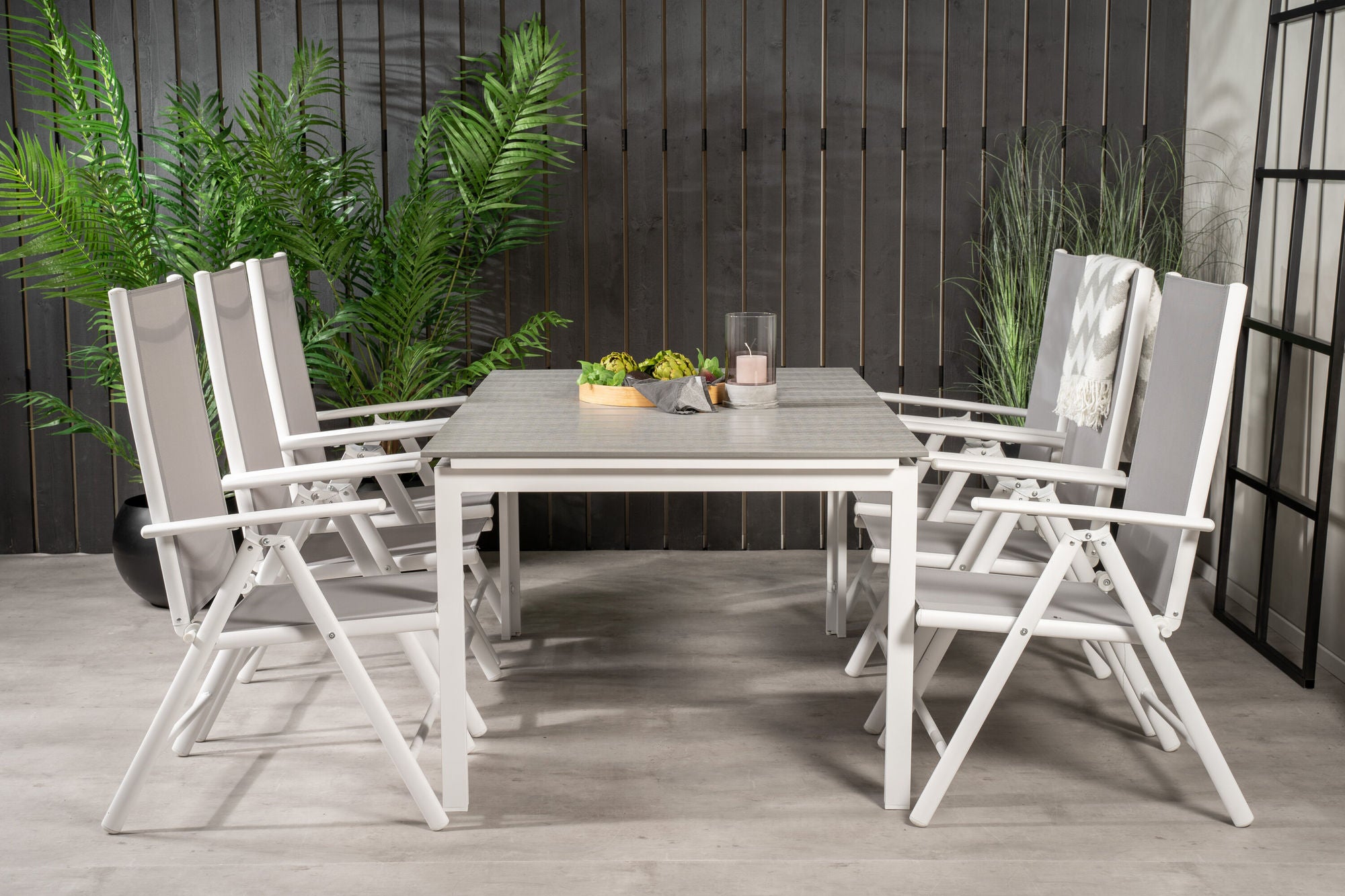 Venture Home Levels bord 160/240 - White/Grey - Break 5:pos stol - White/Grey 6