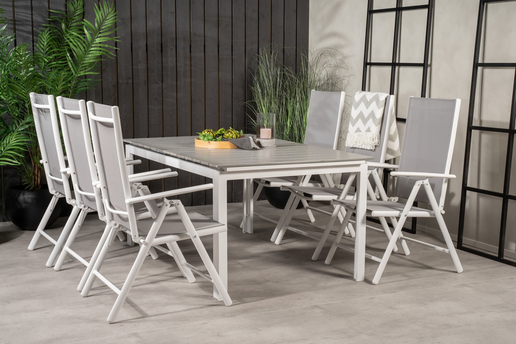 Venture Home Levels bord 160/240 - White/Grey - Break 5:pos stol - White/Grey 6