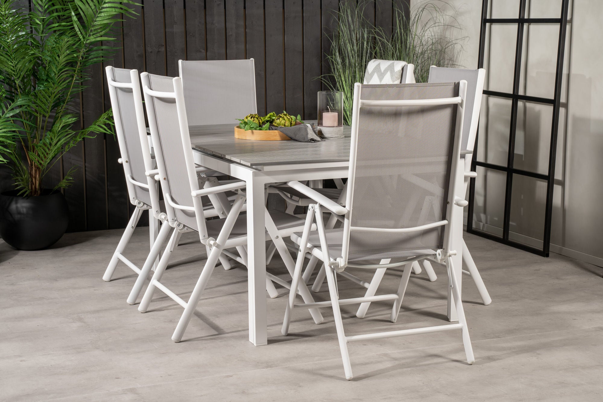 Venture Home Levels bord 160/240 - White/Grey - Break 5:pos stol - White/Grey 6