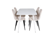 Venture Home Polar spisebord 120 cm - White White+Polar Spisebordsstol- Black legs / Beige